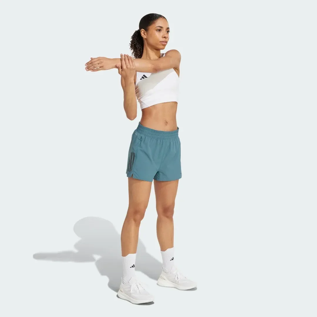 Adidas Womens Own The Run 4" Shorts - Blue - Image 3