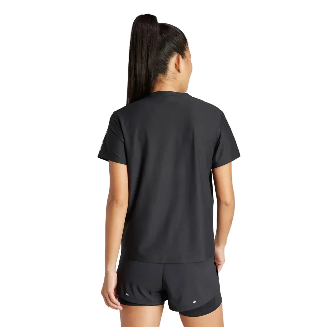 Adidas Womens Own The Run T-Shirt - Black - Image 2
