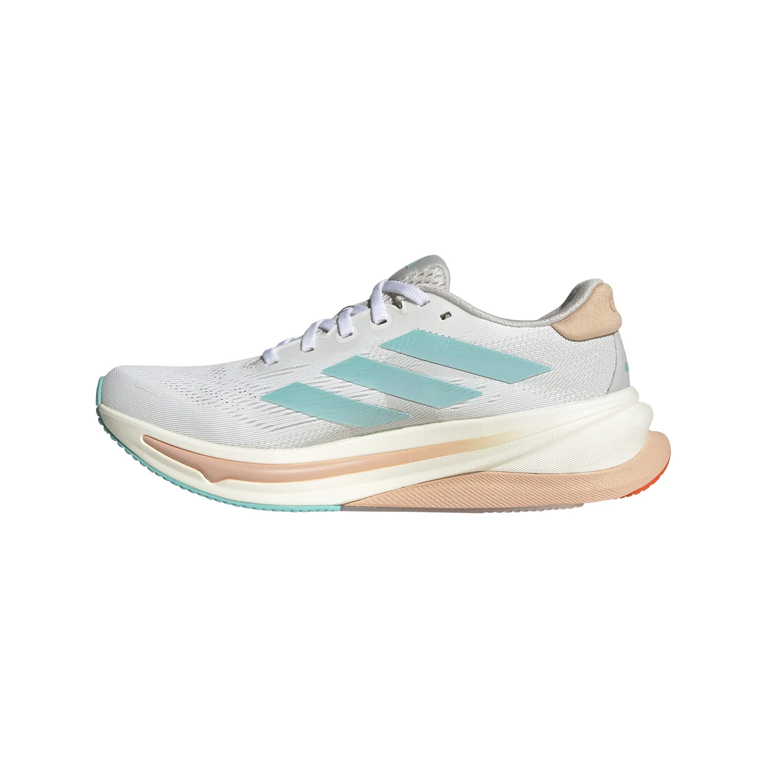 Adidas Womens Supernova Solution 2 - Footwear White/Flash Aqua/Powder Coral - Stability - SS25 - Image 4