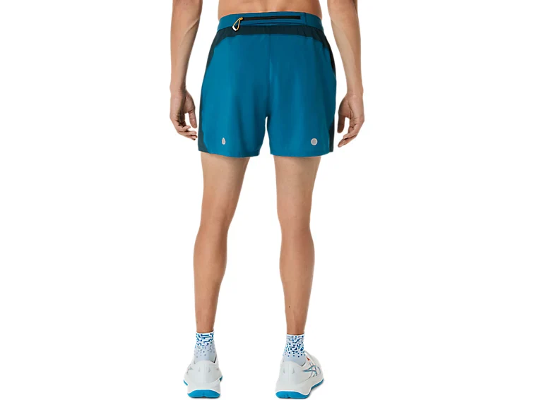 Asics Mens Road 5" Short - Tranquil Teal/Dark Teal/Yamabuki - Image 2