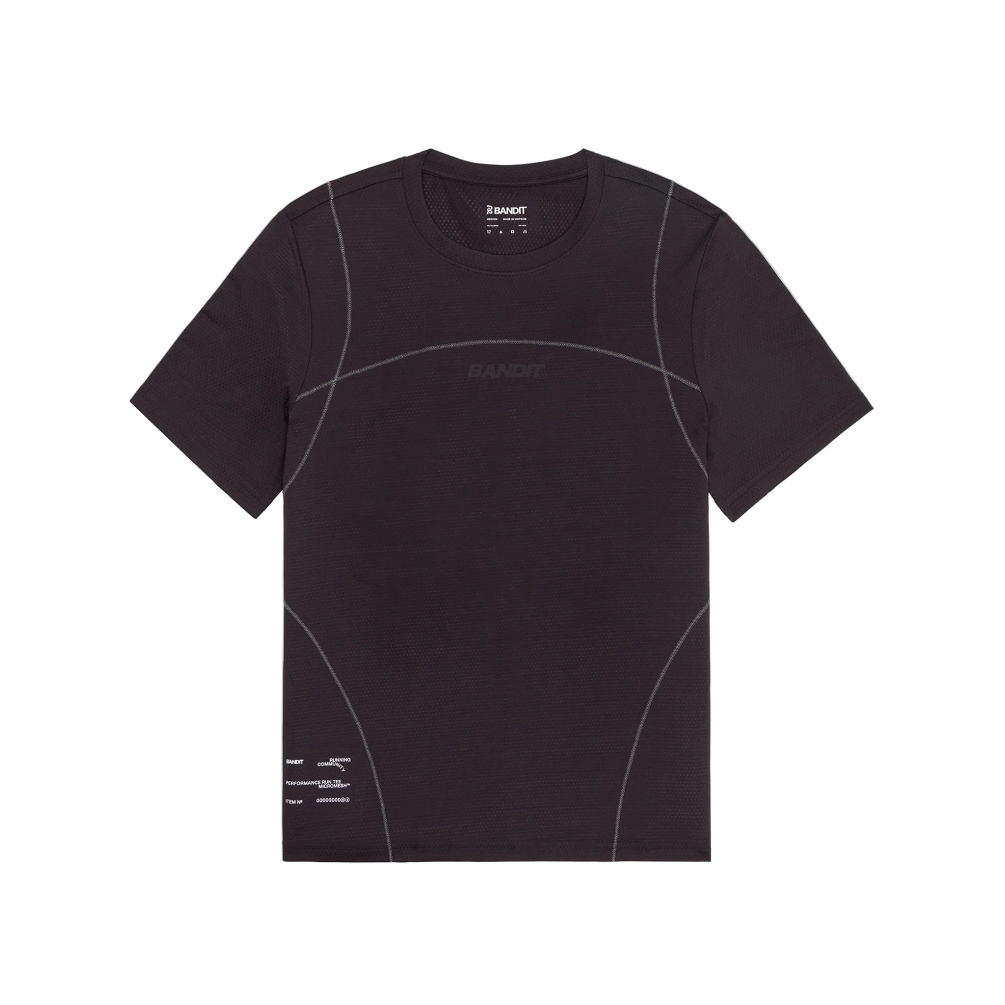 Bandit Mens Micromesh Reflecto Stitch Run Tee - Shadow - SS26