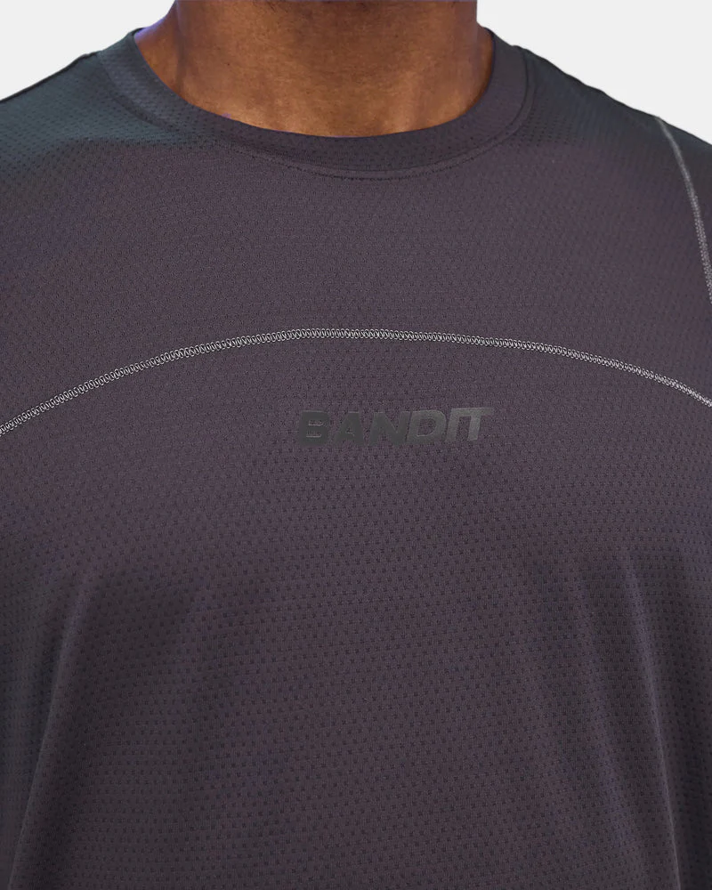 Bandit Mens Micromesh Reflecto Stitch Run Tee - Shadow - SS26 - Image 3