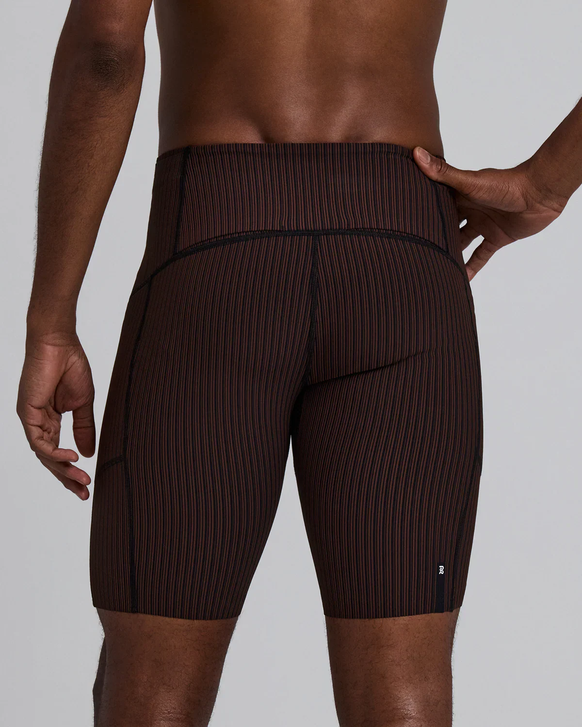 Bandit Mens Striped Cadence™ 7" Pocket Half Tights - Cacao/Black - SS26 - Image 6