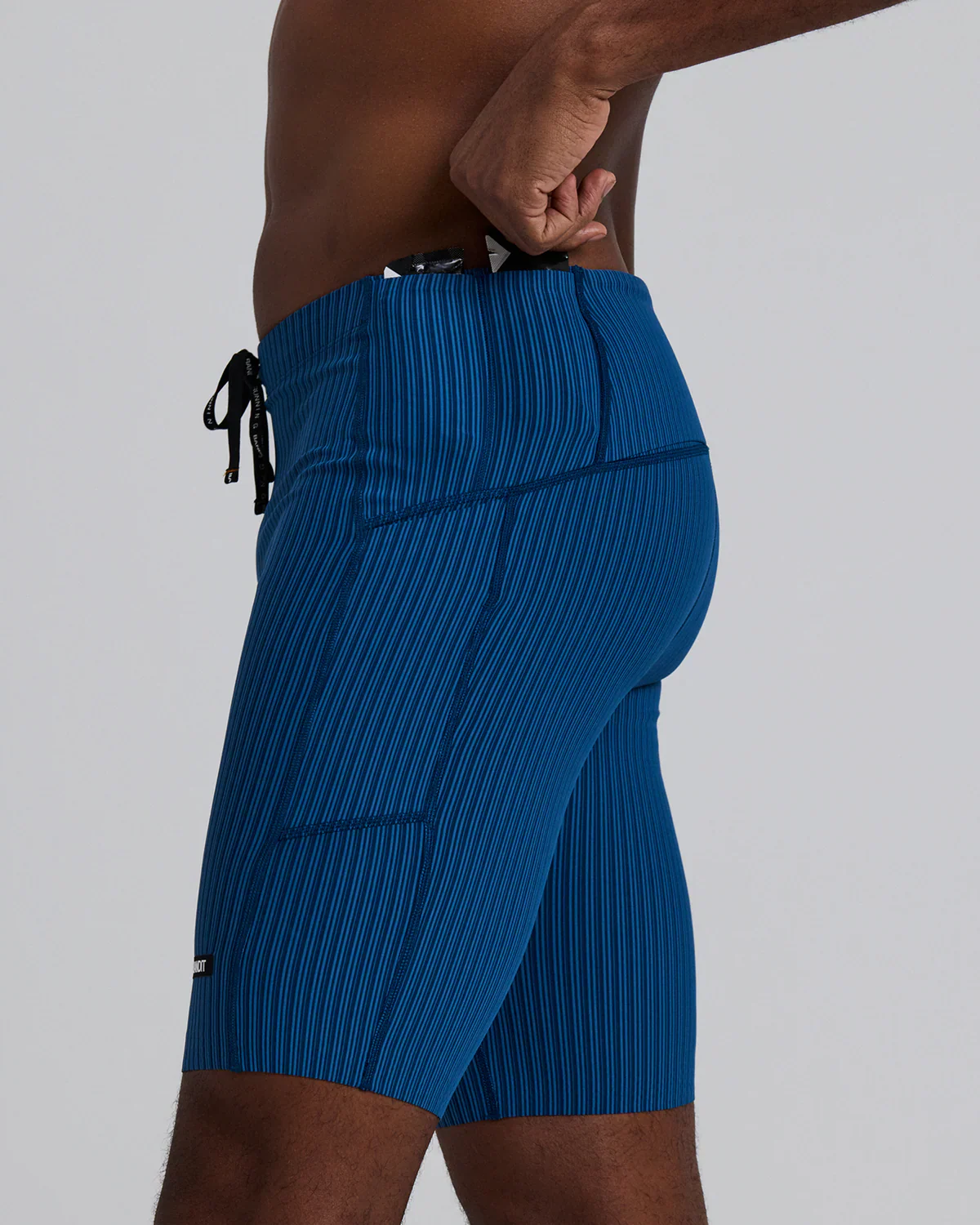 Bandit Mens Striped Cadence™ 7" Pocket Half Tights - Ink Blue/ Aegean - SS26 - Image 7