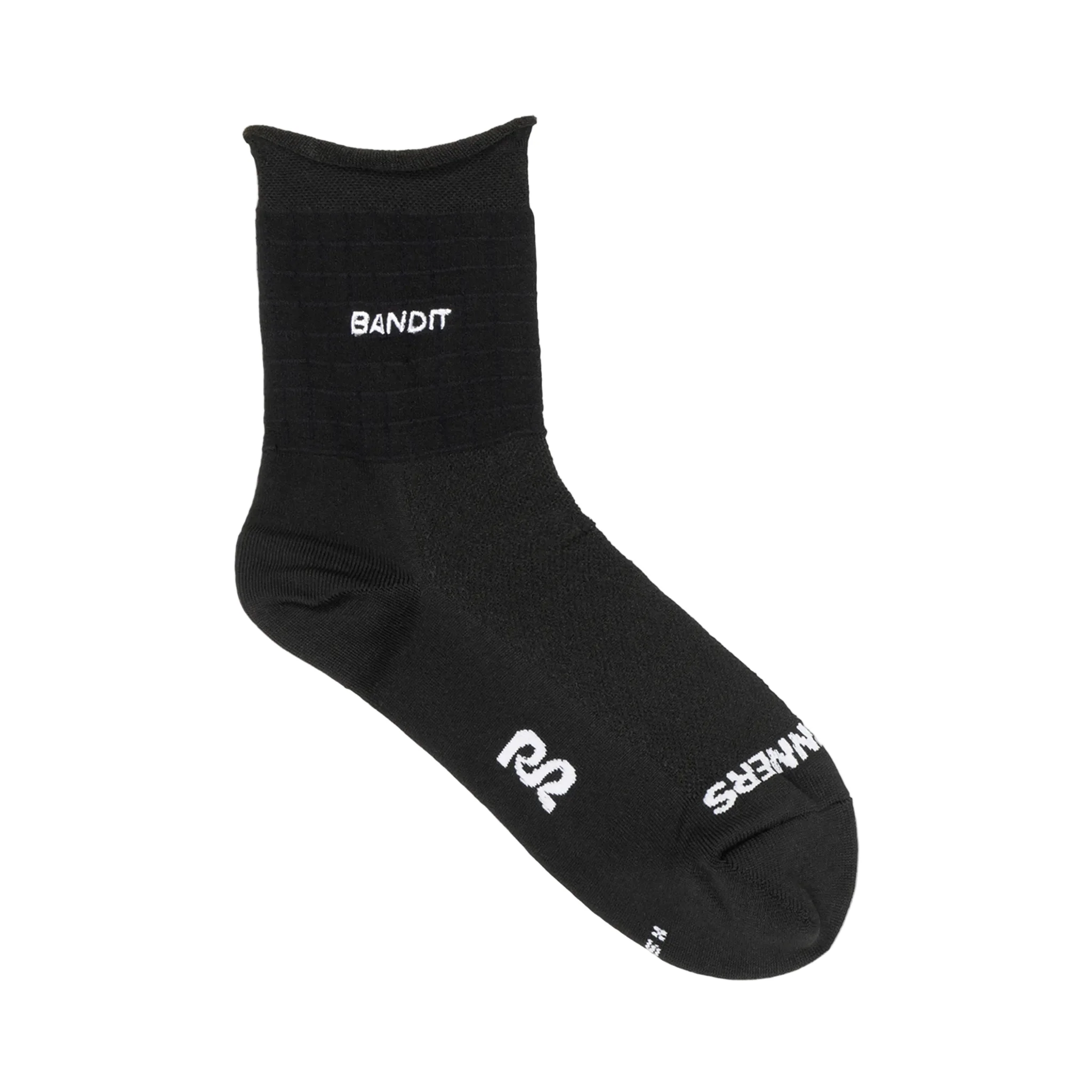 Bandit Ottoman Rib Lite Run Quarter Socks Alt Logo (2 Pack) - Black/White - SS26