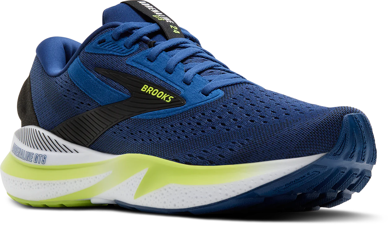 Brooks Mens Adrenaline GTS 24 - Navy Peony/Black/Acid Lime - Stability - AW25 - Image 4