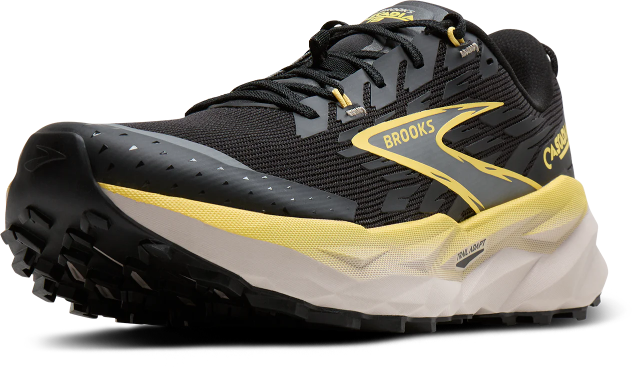 Brooks Mens Cascadia 19 - Black/Yellow/Chateau - Trail - SS26 - Image 3