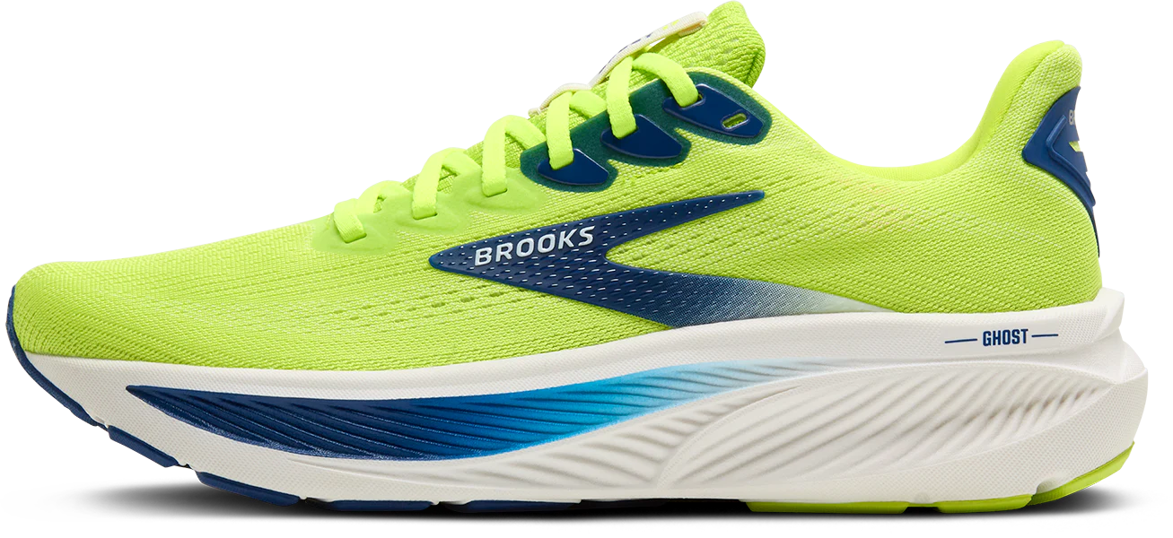 Brooks Mens Ghost 17 - Acid Lime/Navy/White - Neutral - AW25 - Image 4