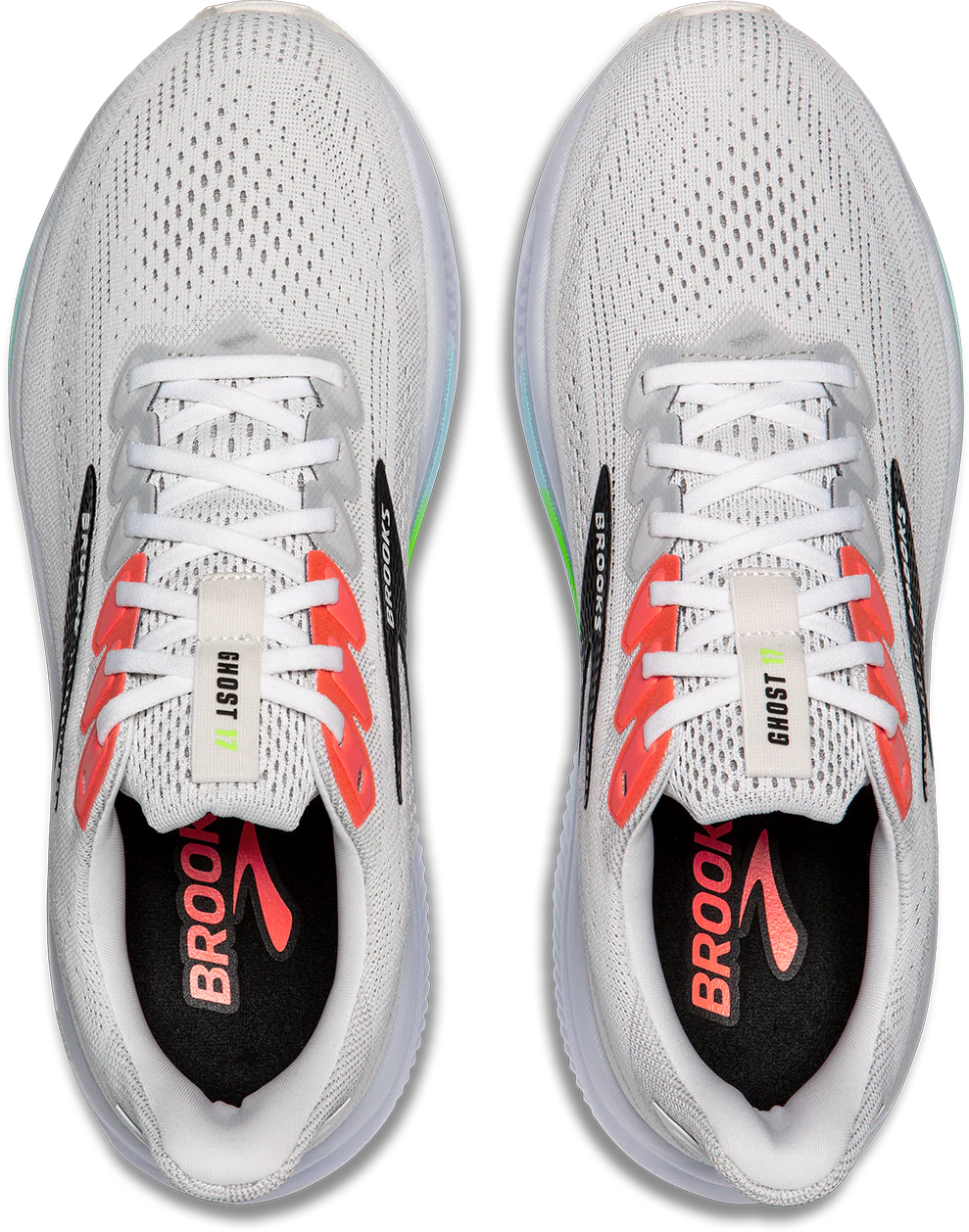 Brooks Mens Ghost 17 - White/Pink Clay/Gecko - Neutral - AW25 - Image 6