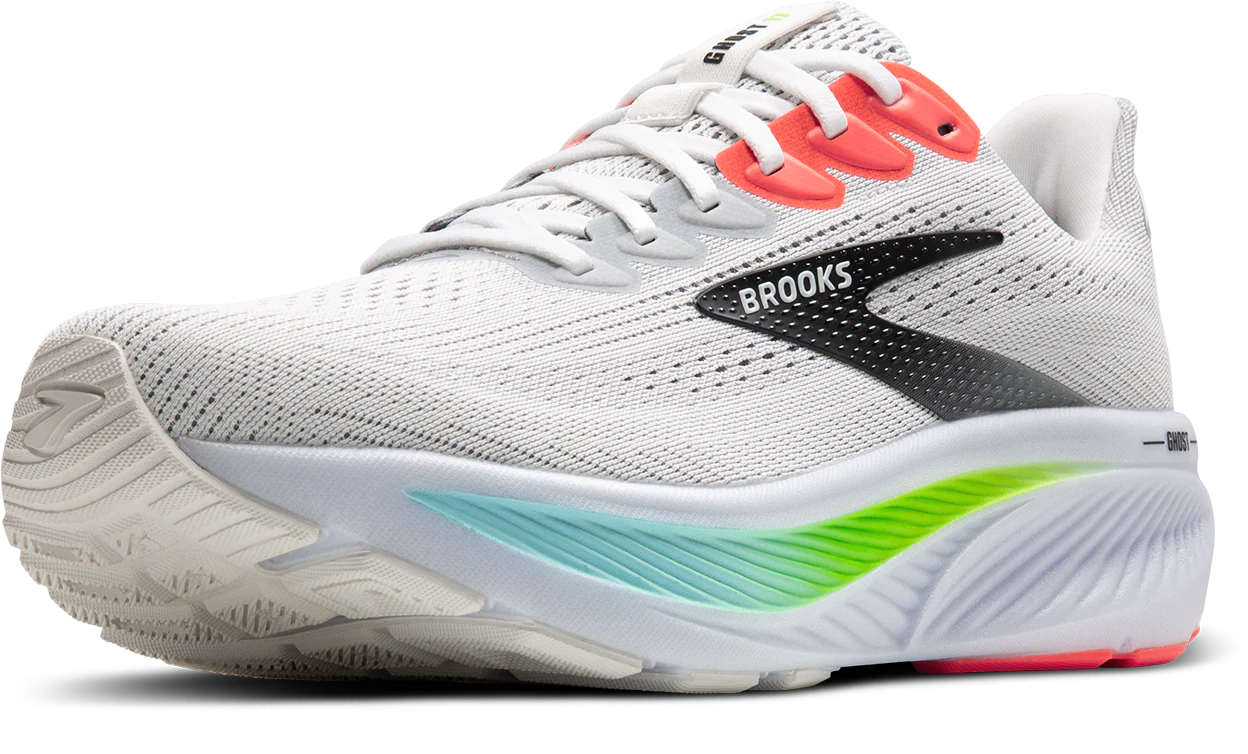 Brooks Mens Ghost 17 - White/Pink Clay/Gecko - Neutral - AW25 - Image 7