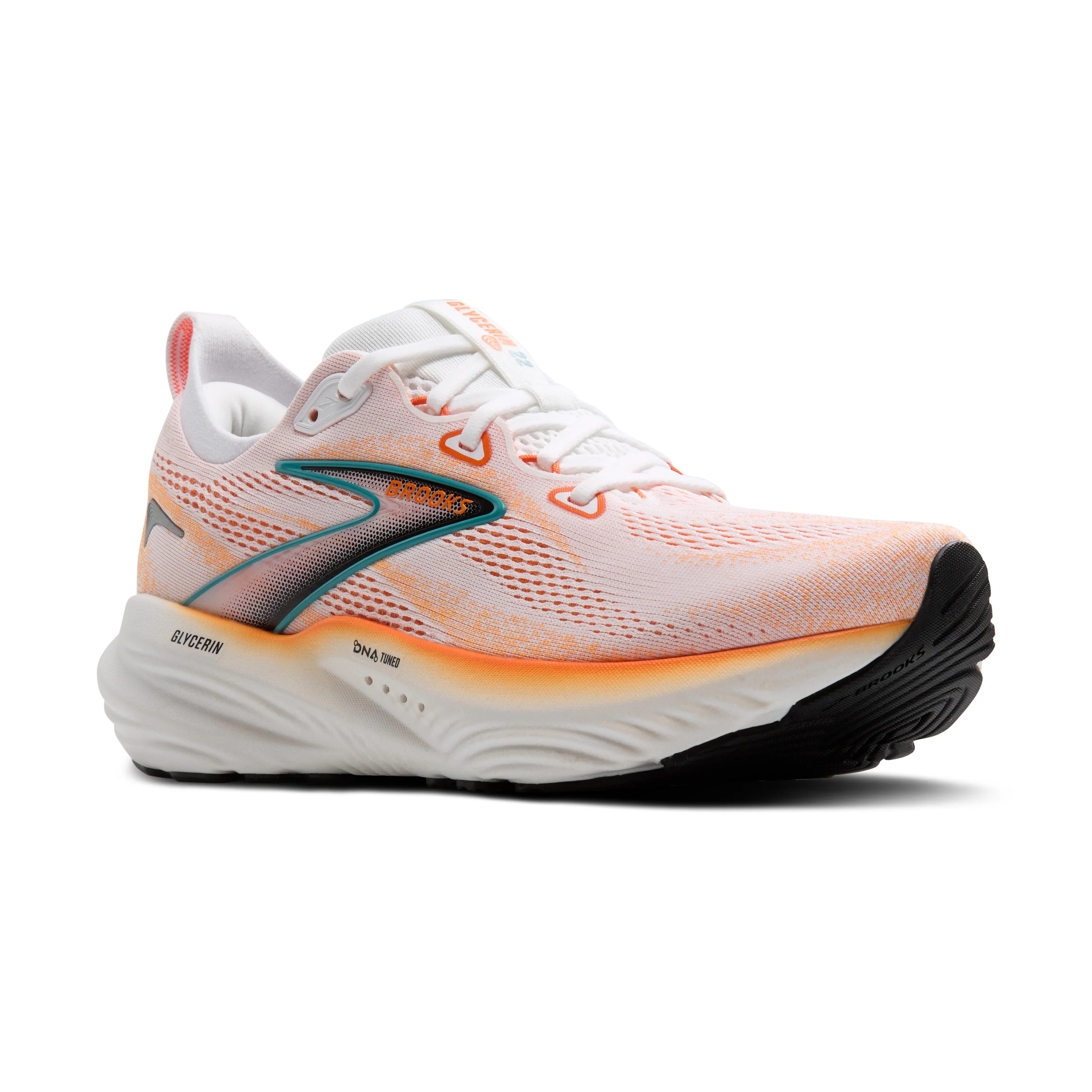Brooks Mens Glycerin 22 - White/Orange/Green Blue Slate - Neutral - SS25 - Image 3