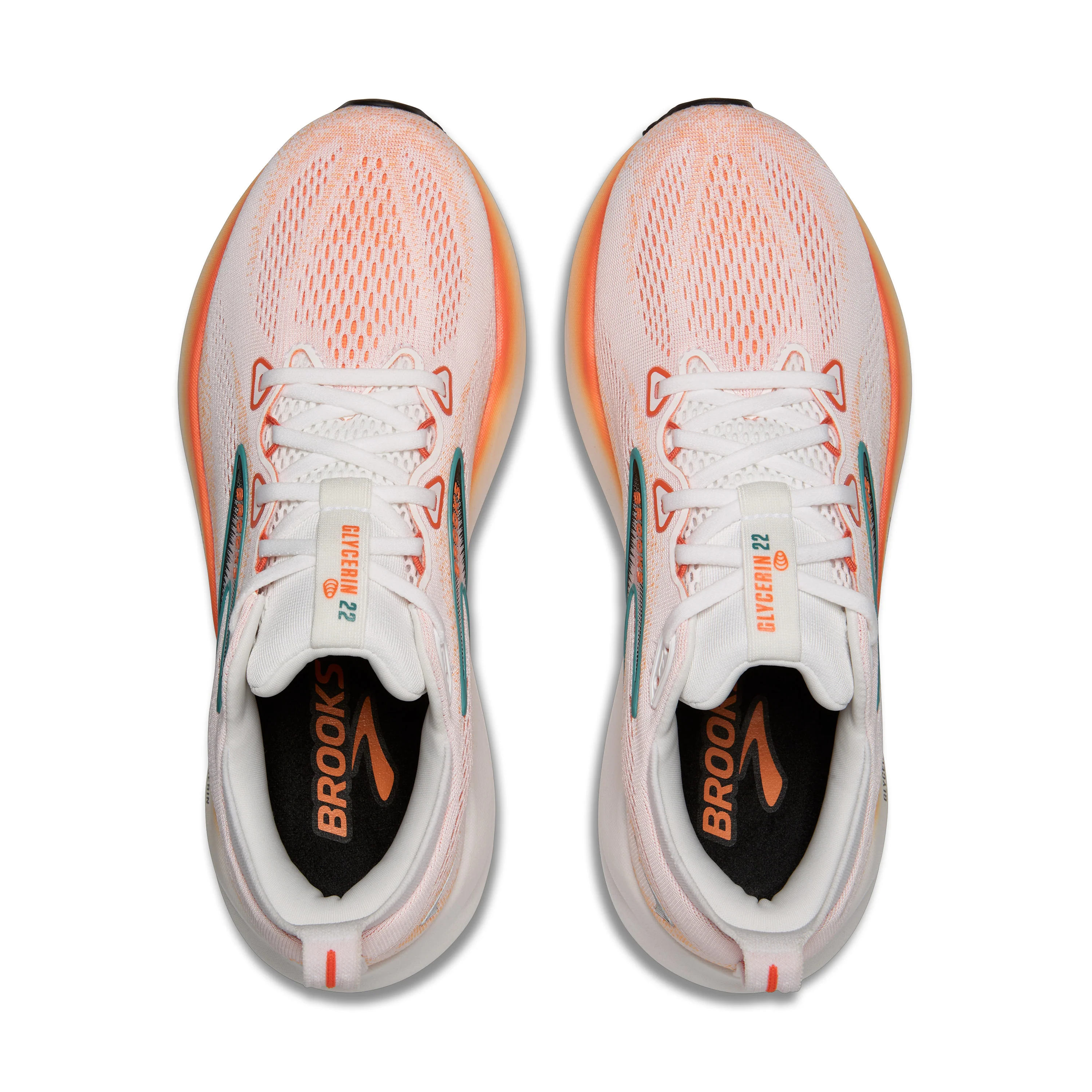 Brooks Mens Glycerin 22 - White/Orange/Green Blue Slate - Neutral - SS25 - Image 6