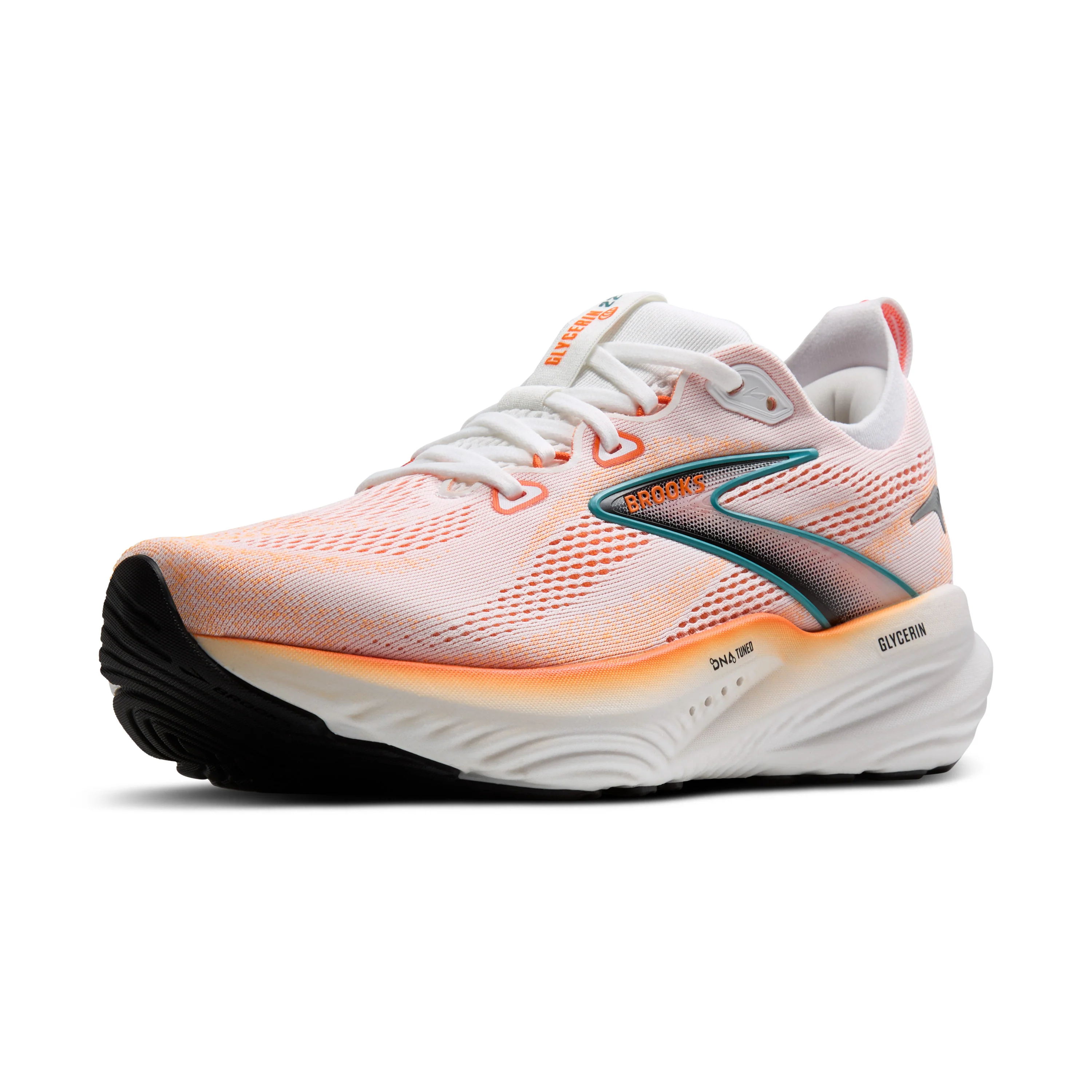 Brooks Mens Glycerin 22 - White/Orange/Green Blue Slate - Neutral - SS25 - Image 7