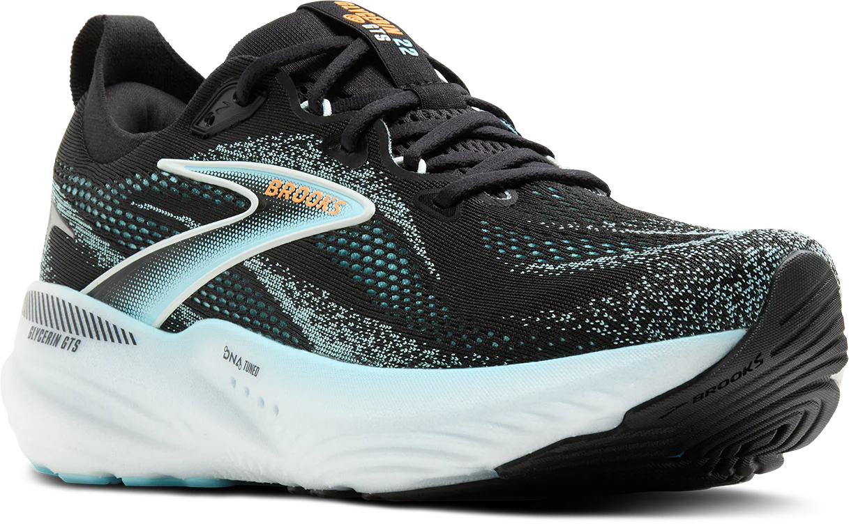 Brooks Mens Glycerin GTS 22 - Black/Atomizer/Blazing Orange - Stability - AW25 - Image 3