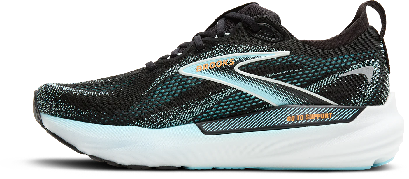 Brooks Mens Glycerin GTS 22 - Black/Atomizer/Blazing Orange - Stability - AW25 - Image 6