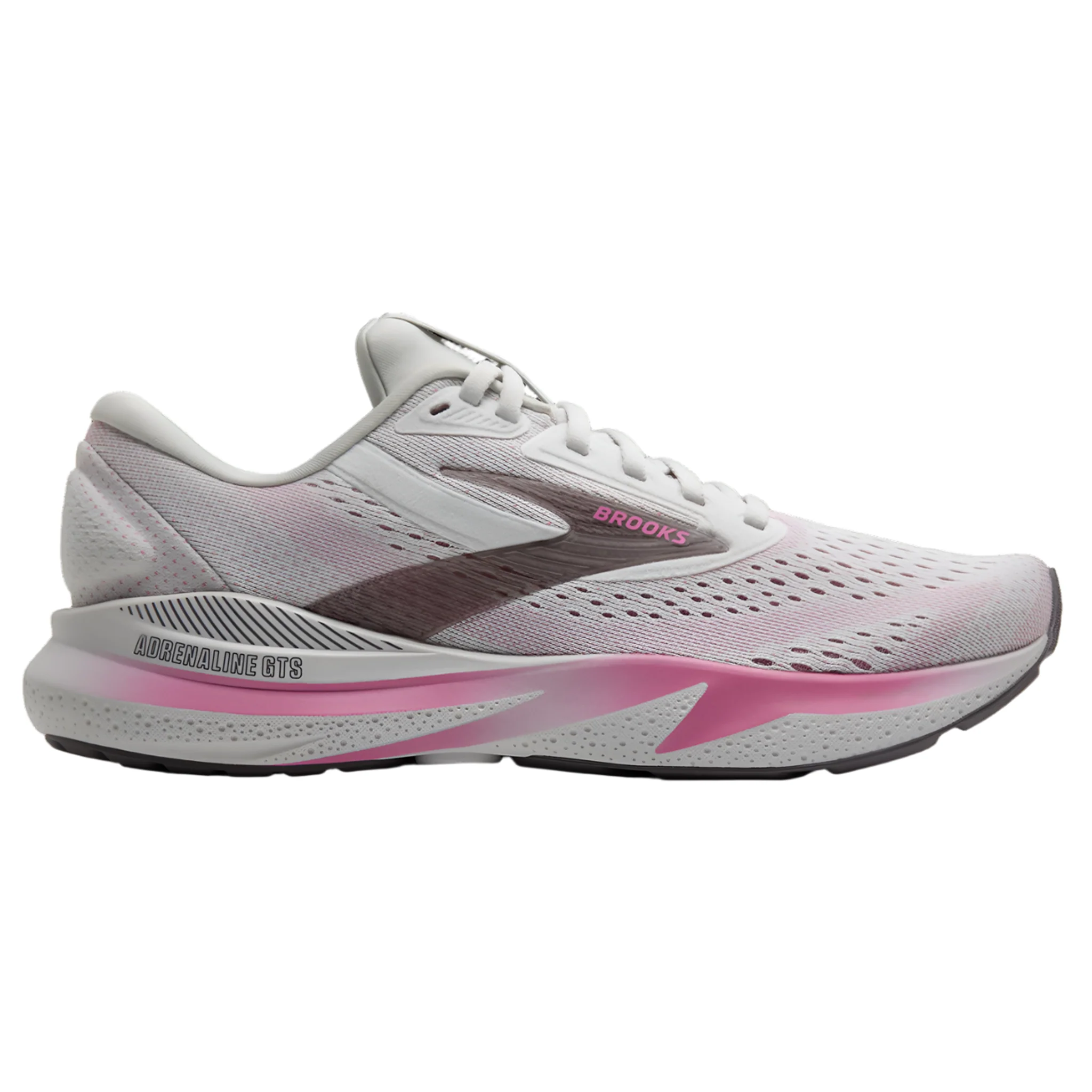 Brooks Womens Adrenaline GTS 24 - Oyster/Excalibur/Pink - Stability - AW25