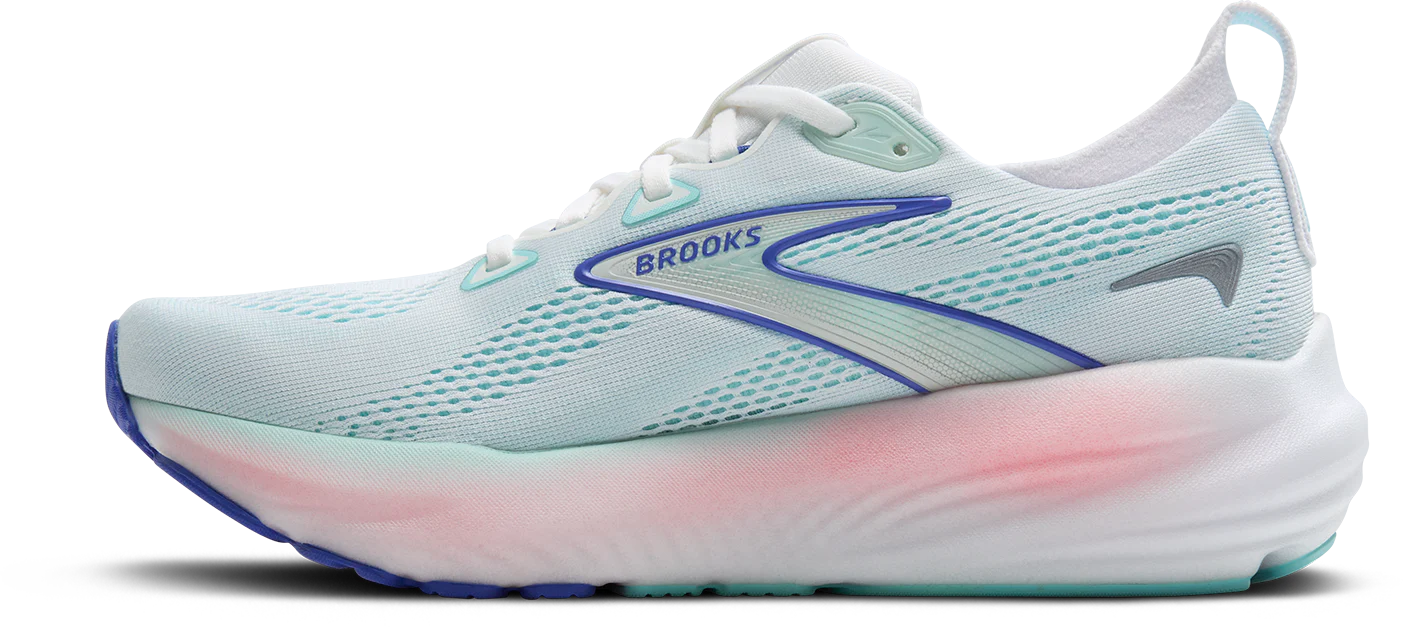 Brooks Womens Glycerin 22 - Wide - D Width - White/Limpet Shell/Amparo Blue - Neutral - SS25 - Image 4