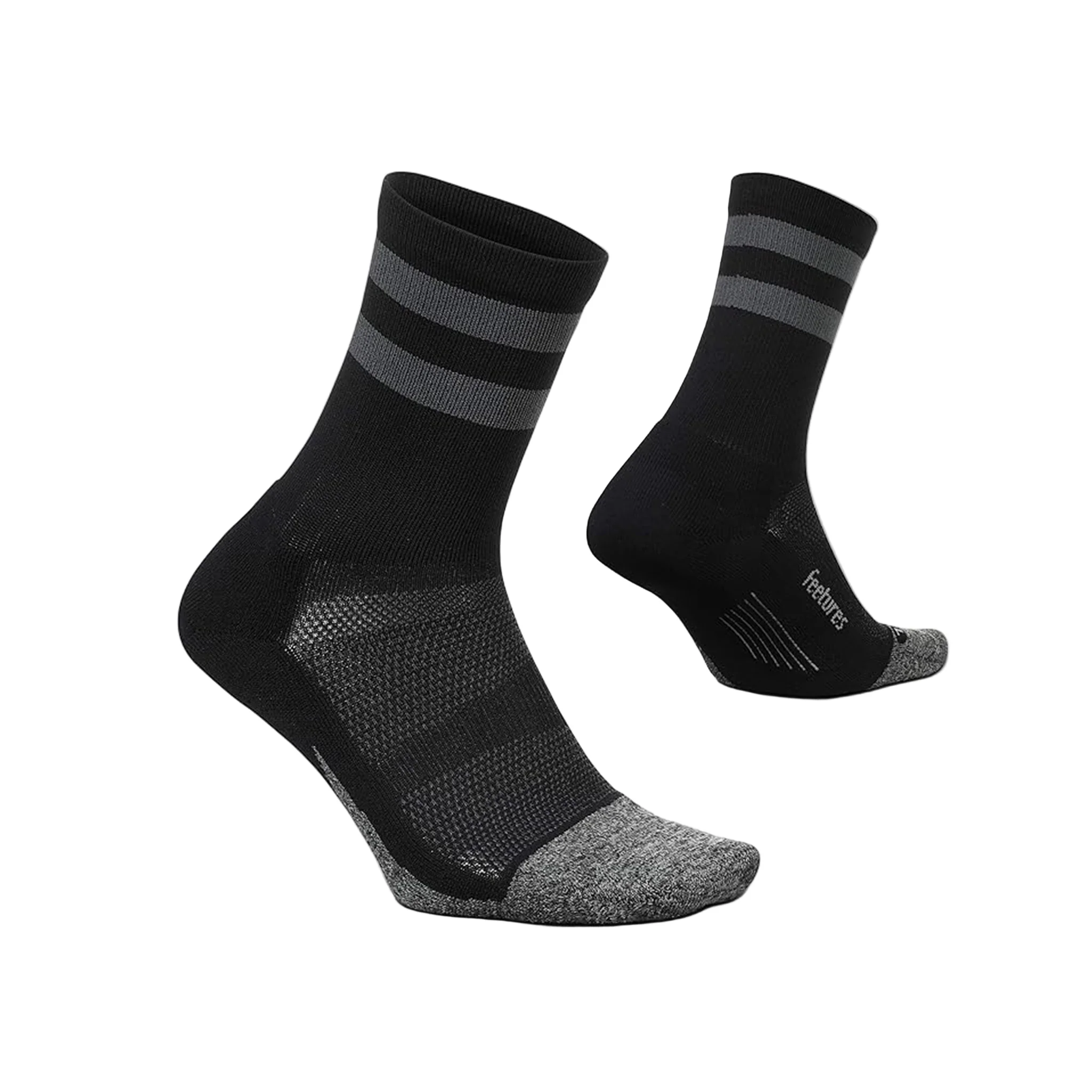 Feetures Elite Light Cushion Mini Crew - Black High Top Stripe - Image 2