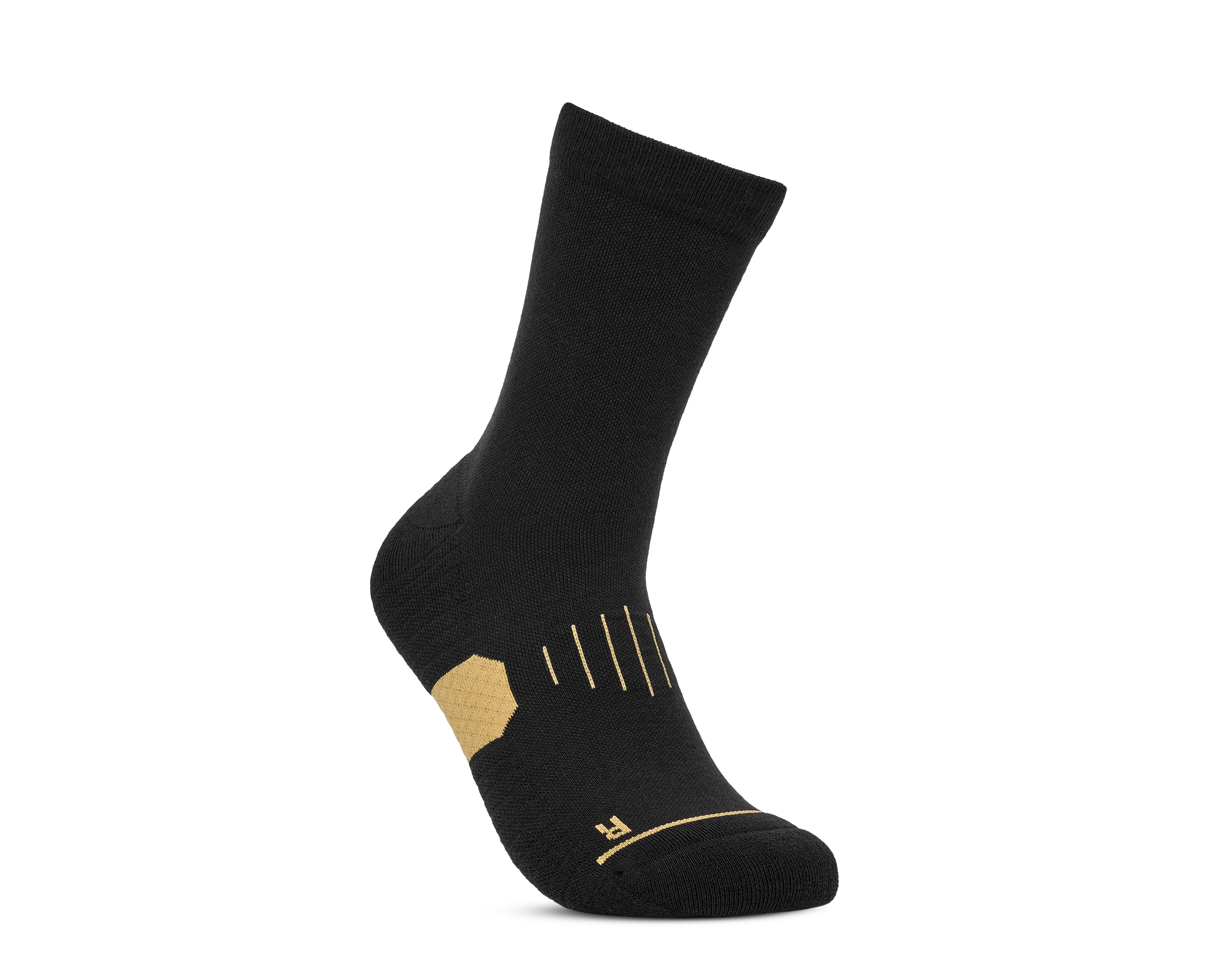 Hoka Unisex GPX Crew Run Sock - Koshi Tan-Tan Black/Gold - Image 2
