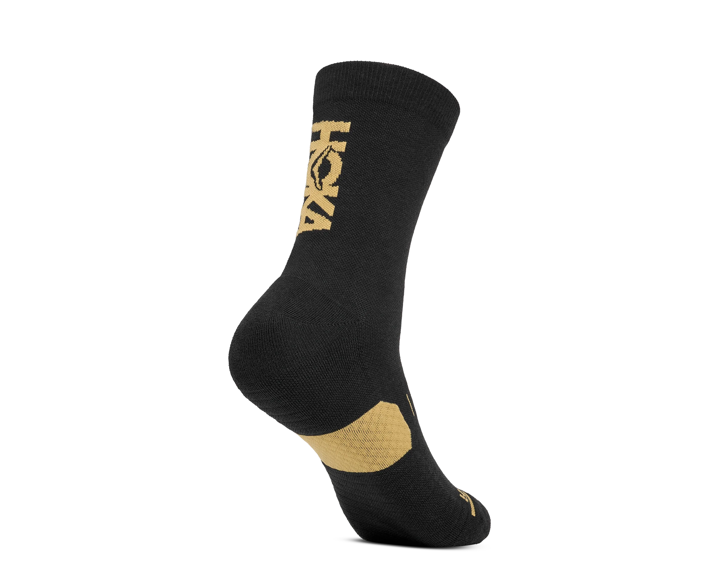 Hoka Unisex GPX Crew Run Sock - Koshi Tan-Tan Black/Gold - Image 4