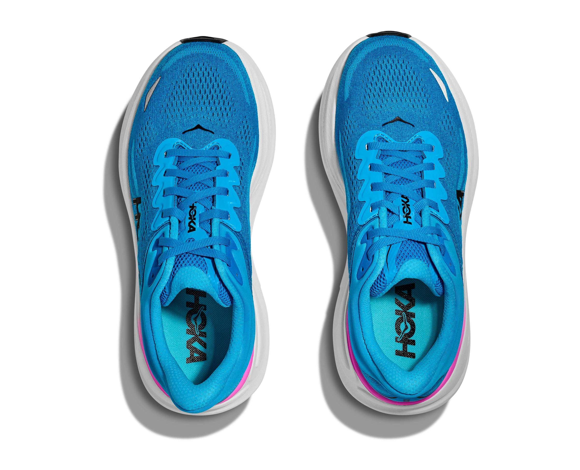 Hoka Womens Bondi 9 - Skyward Blue/Neon Fuchsia - Neutral - SS26 - Image 3