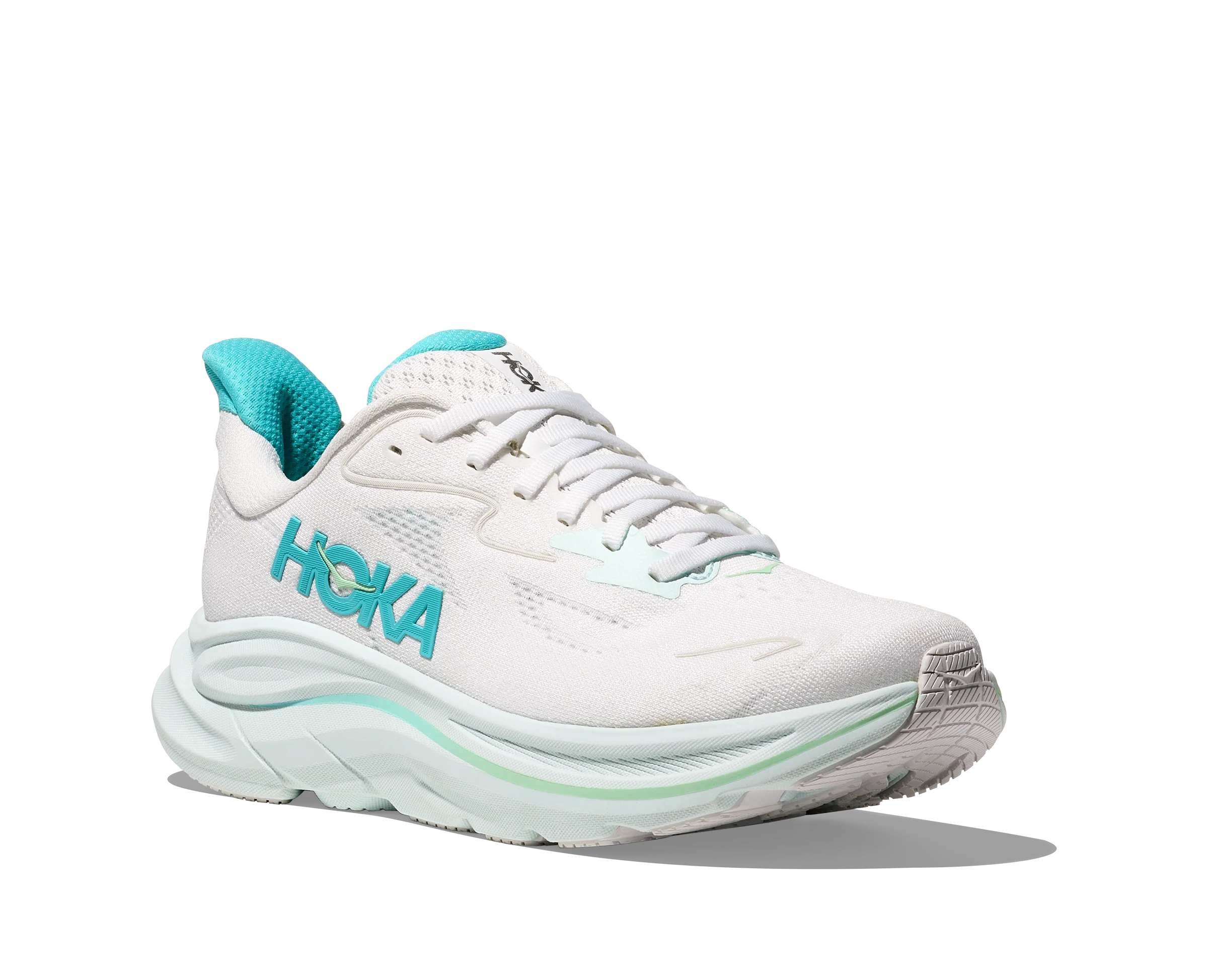 Hoka Womens Clifton 10 Wide - D Width - White/Cielo Blue - Neutral - SS25 - Image 7