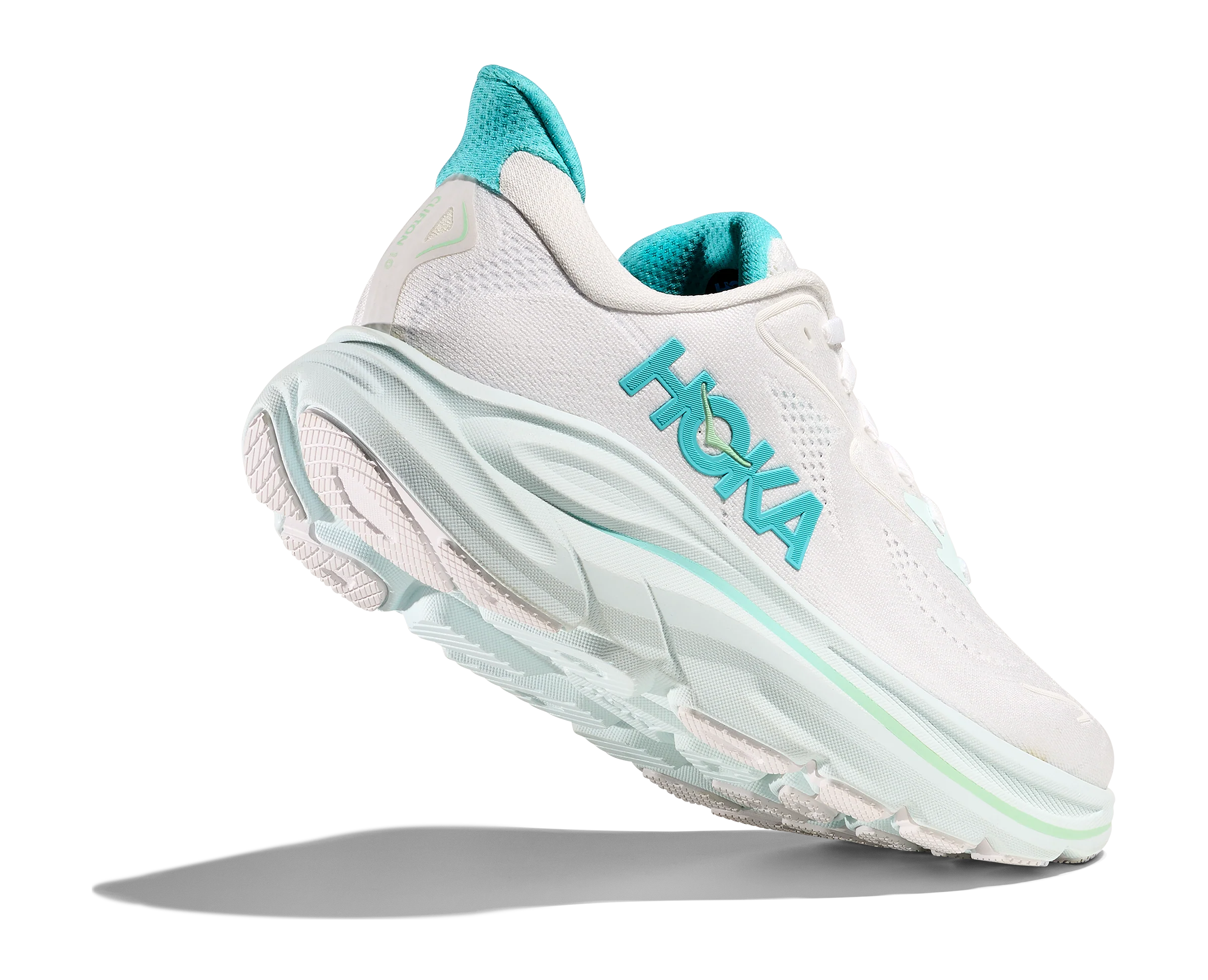 Hoka Womens Clifton 10 Wide - D Width - White/Cielo Blue - Neutral - SS25 - Image 8