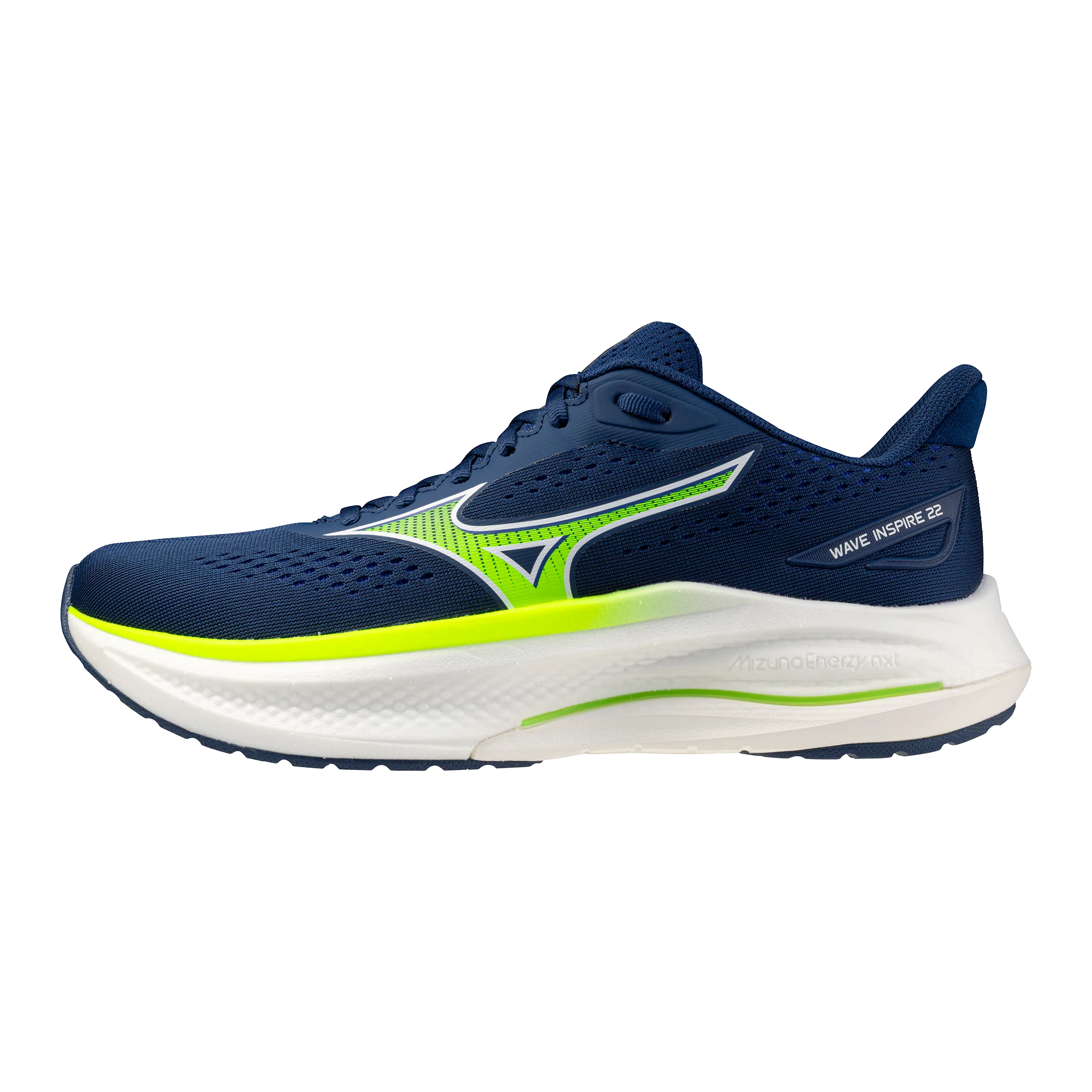 Mizuno Mens Wave Inspire 22 - Estate Blue/Lightning Yellow/Lightning Yellow - Stability - SS26 - Image 6