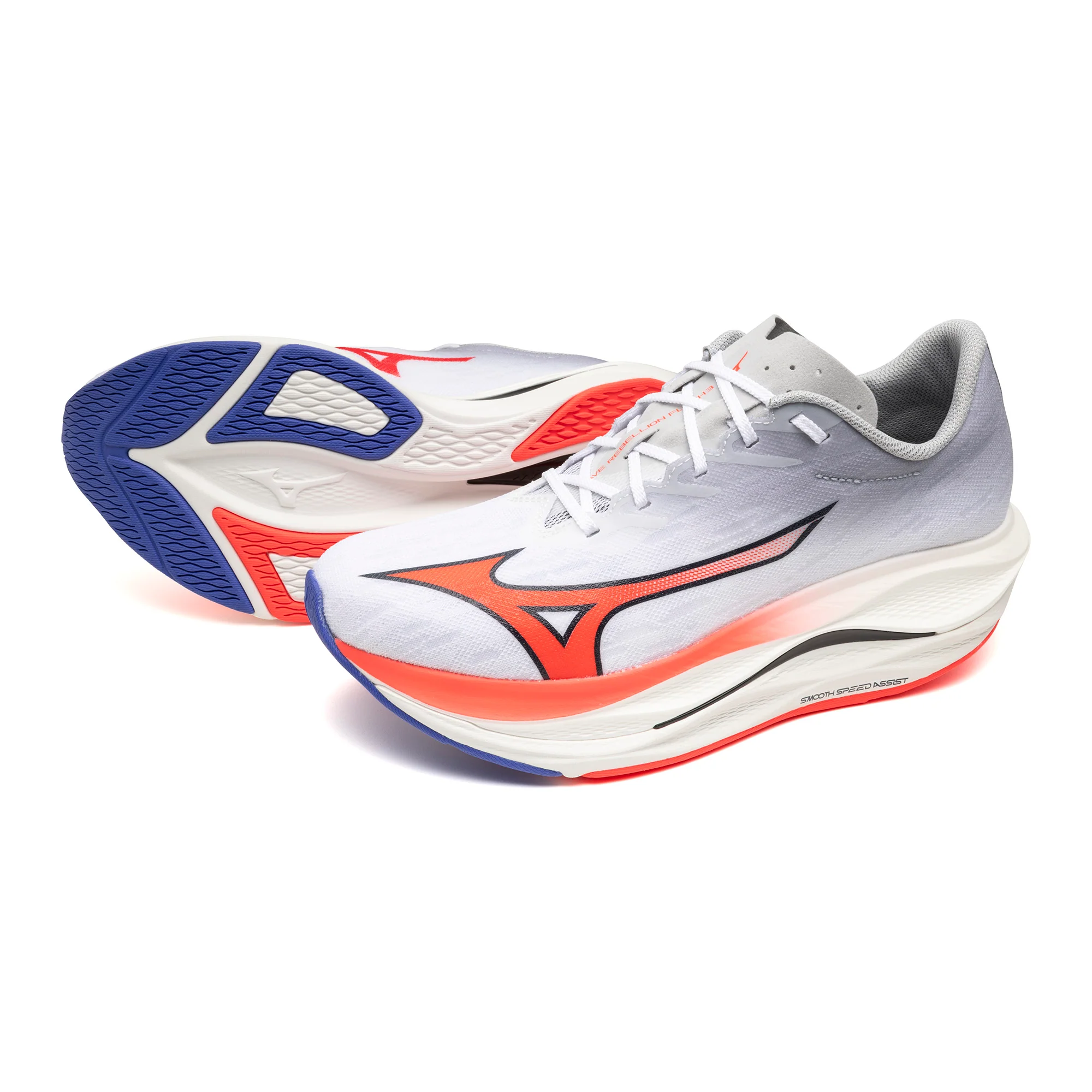 Mizuno Mens Wave Rebellion Flash - White/Fiery Coral/Iris Bloom - Neutral - AW25 - Image 9