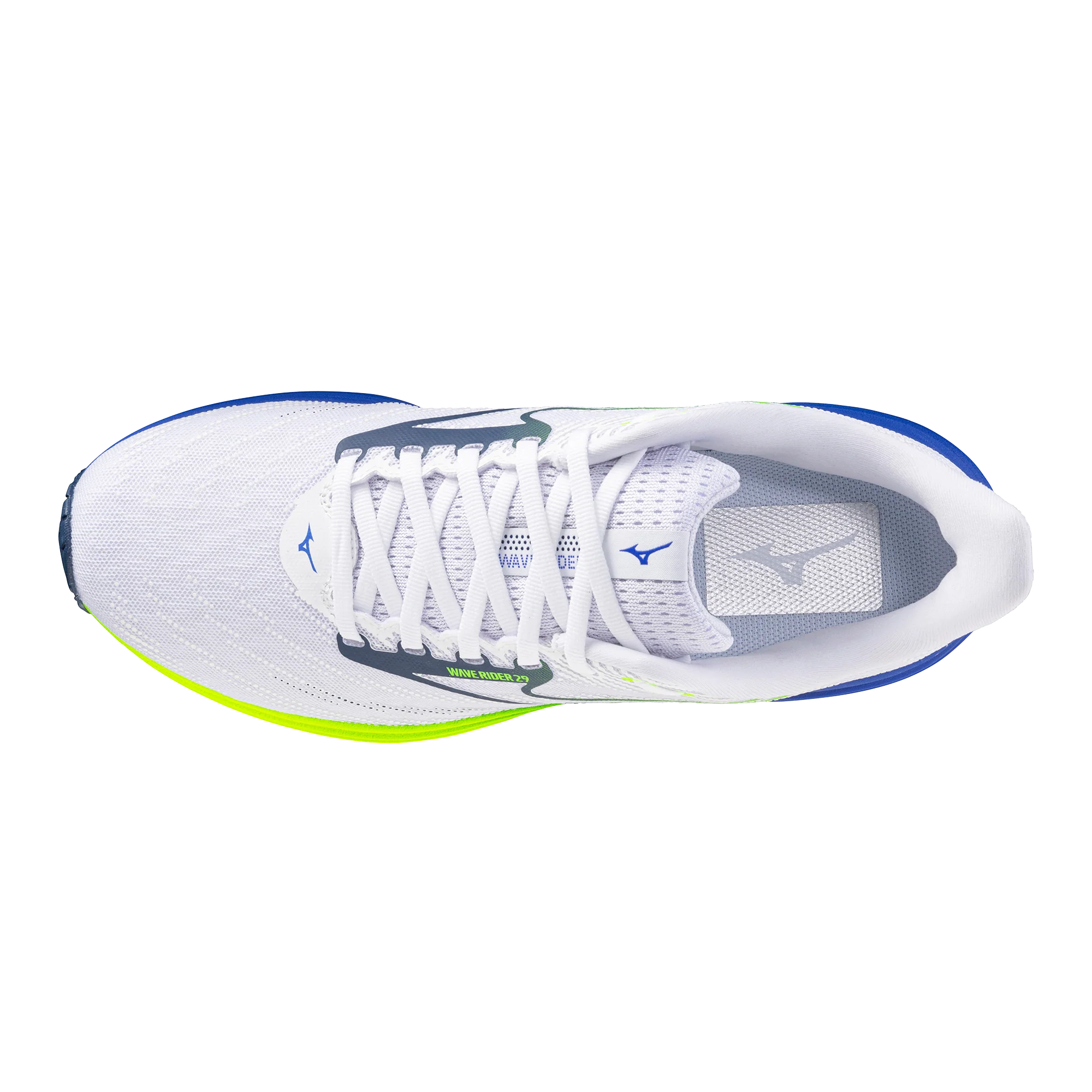 Mizuno Mens Wave Rider 29 - White/Estate Blue/Lightning Yellow - Neutral - SS26 - Image 5
