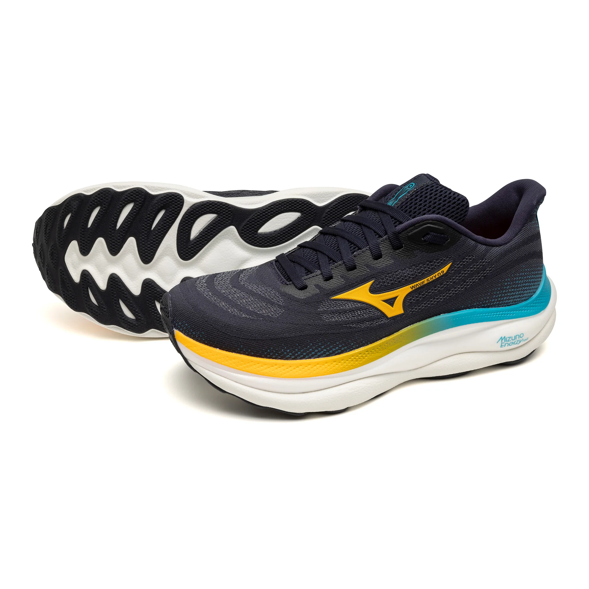 Mizuno Mens Wave Sky 9 - Baritone Blue/Citrus/Capri Breeze - Neutral - AW25 - Image 4