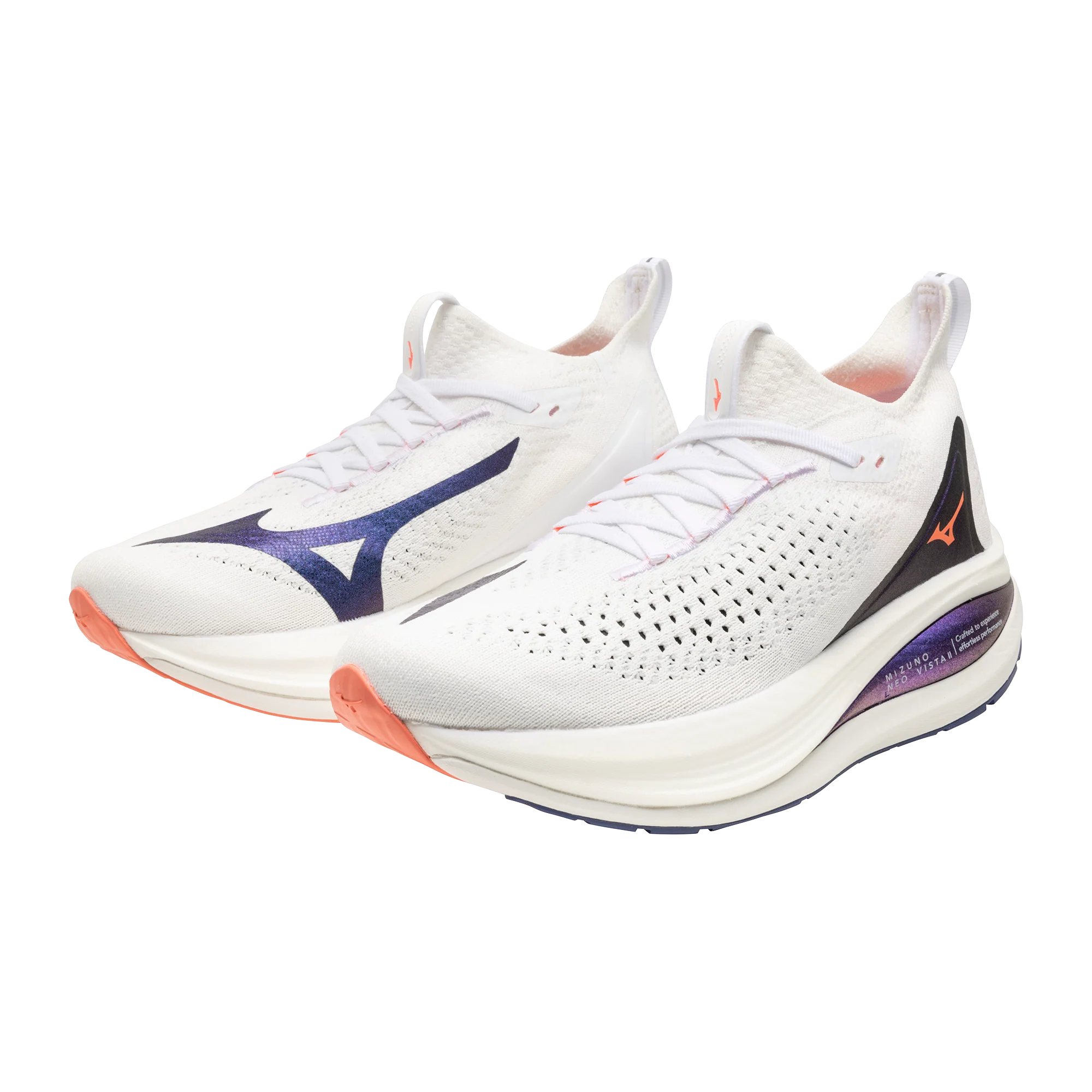 Mizuno Womens Neo Vista 2 - White/Striking Coral/Iris Bloom - Neutral - AW25 - Image 8