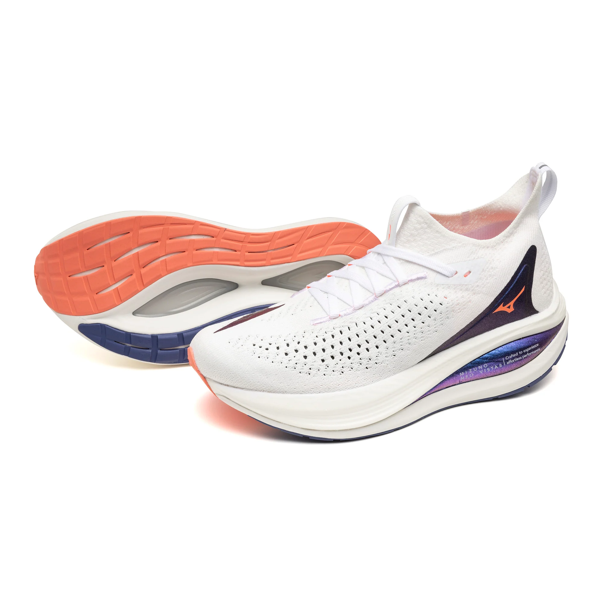 Mizuno Womens Neo Vista 2 - White/Striking Coral/Iris Bloom - Neutral - AW25 - Image 9