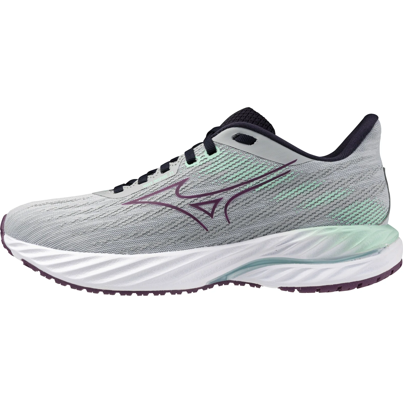 Mizuno Womens Wave Inspire 21 - Pearl Blue/Dark Purple/Ice Green - Stability - Image 3
