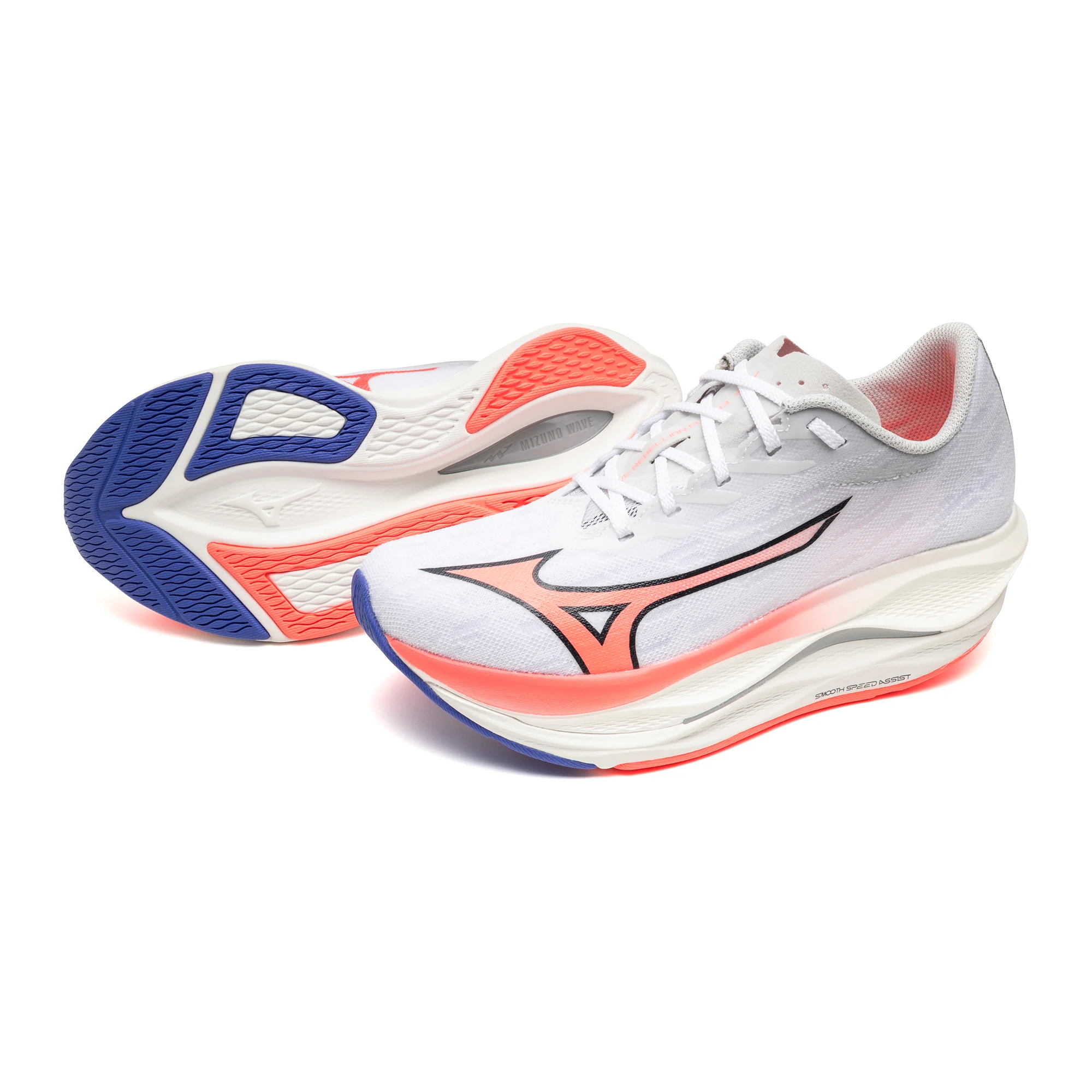 Mizuno Womens Wave Rebellion Flash - White/Striking Coral/Iris Bloom - Neutral - AW25 - Image 4