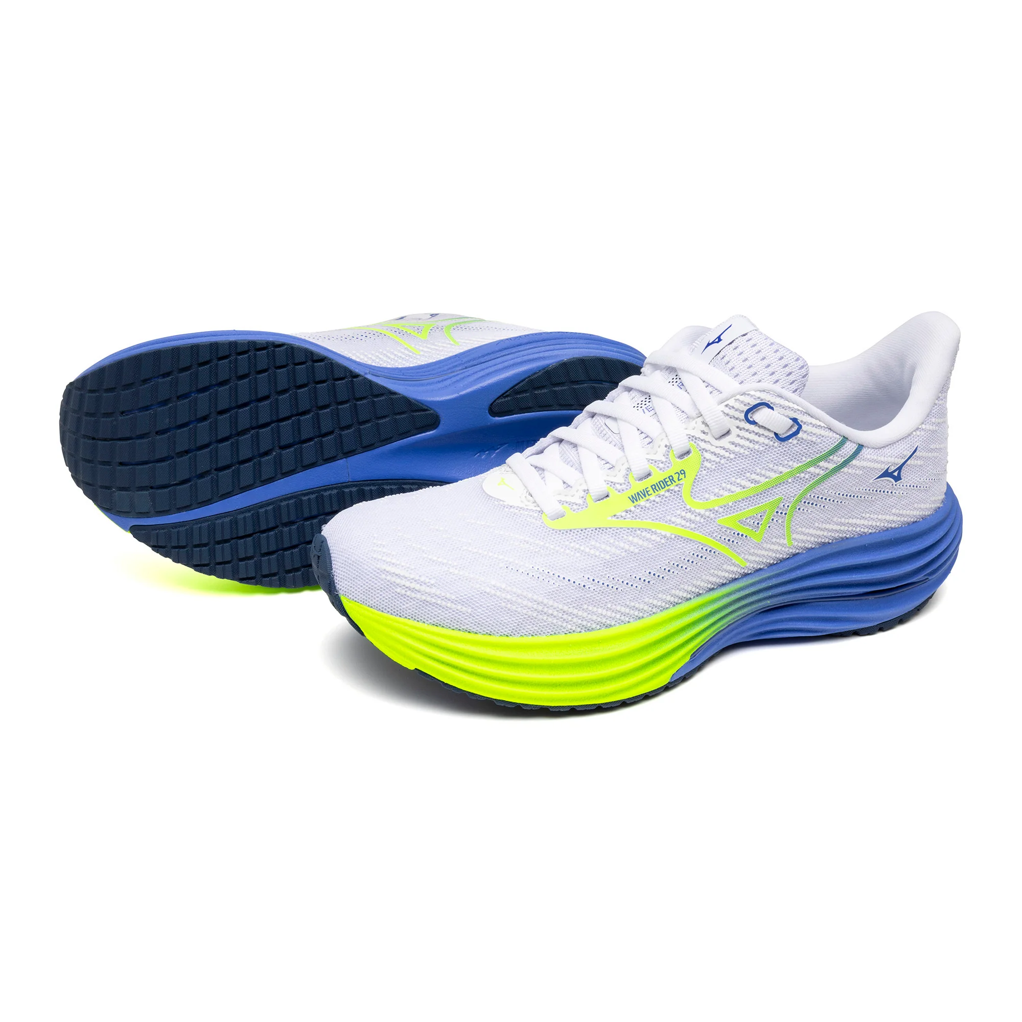 Mizuno Womens Wave Rider 29 - White/Lightning Yellow/Ultramarine - Neutral - SS26 - Image 3