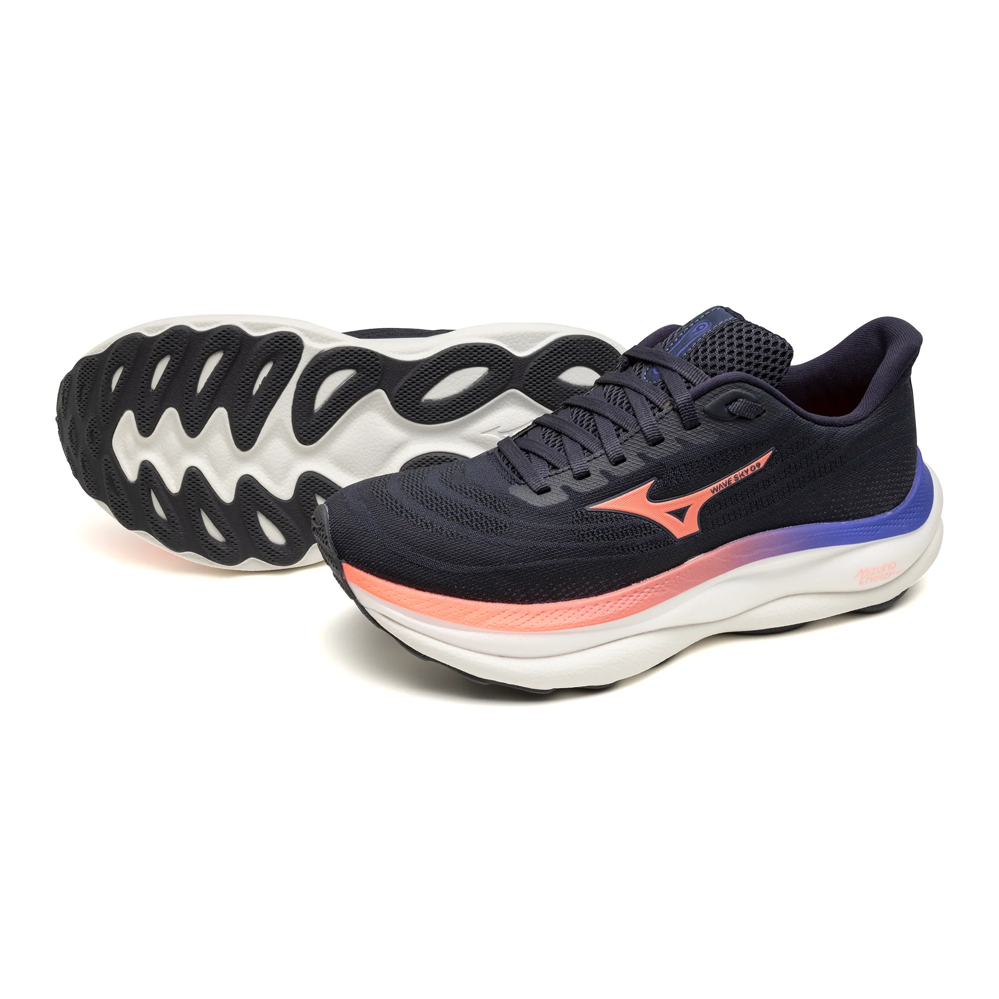 Mizuno Womens Wave Sky 9 - Odyssey Gray/Striking Coral/Iris Bloom - Neutral - AW25 - Image 10