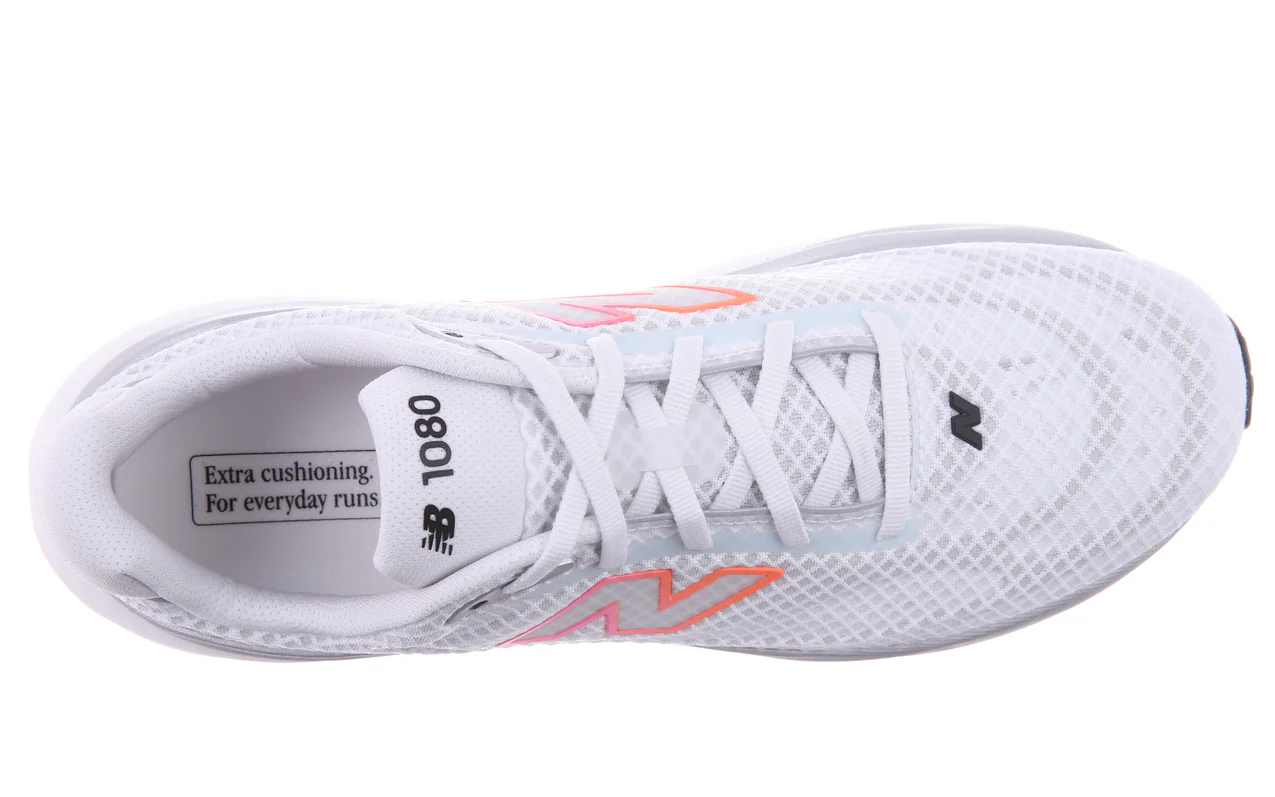 New Balance Mens 1080V15 - White/Pink Heat/Tangerine - Neutral - SS26 - Image 4