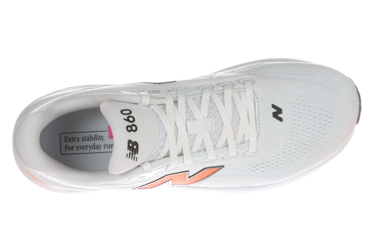 New Balance Mens 860v15 - White/Tangerine Heat/Glint Blue - Stability - SS26 - Image 3