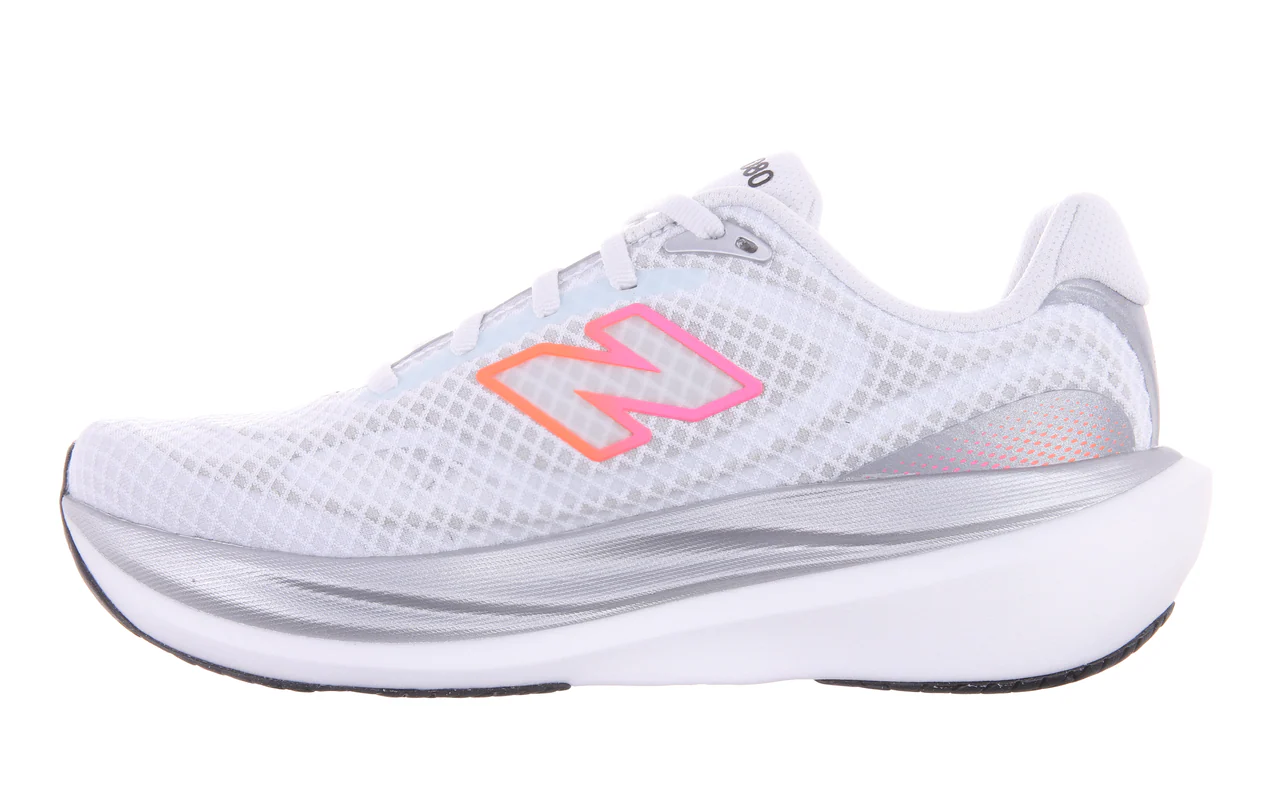New Balance Womens 1080V15 - White/Pink Heat/Tangerine - Neutral - SS26 - Image 5