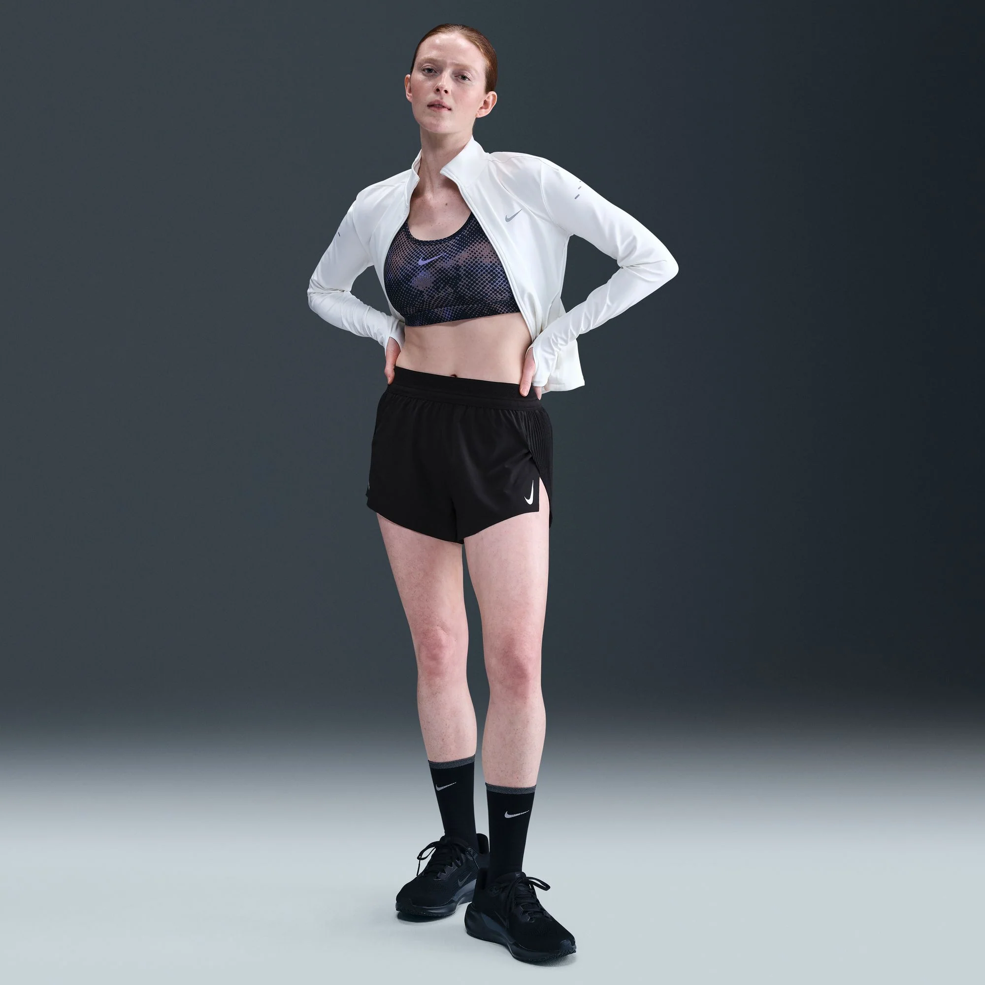 Nike AeroSwift Women's Dri-FIT ADV Mid-Rise 3" Brief-Lined Running Shorts - Black/White - SP25 - Image 11