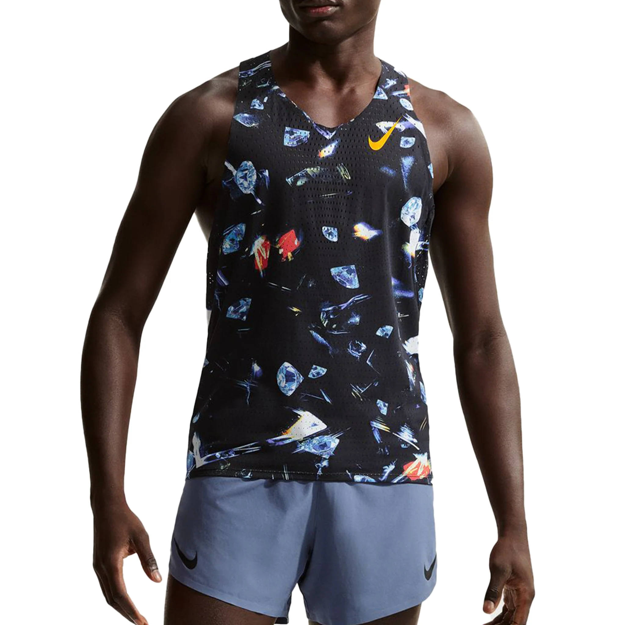 Nike Mens AeroSwift Dri-FIT ADV Running Singlet - Black/Laser Orange - HO25