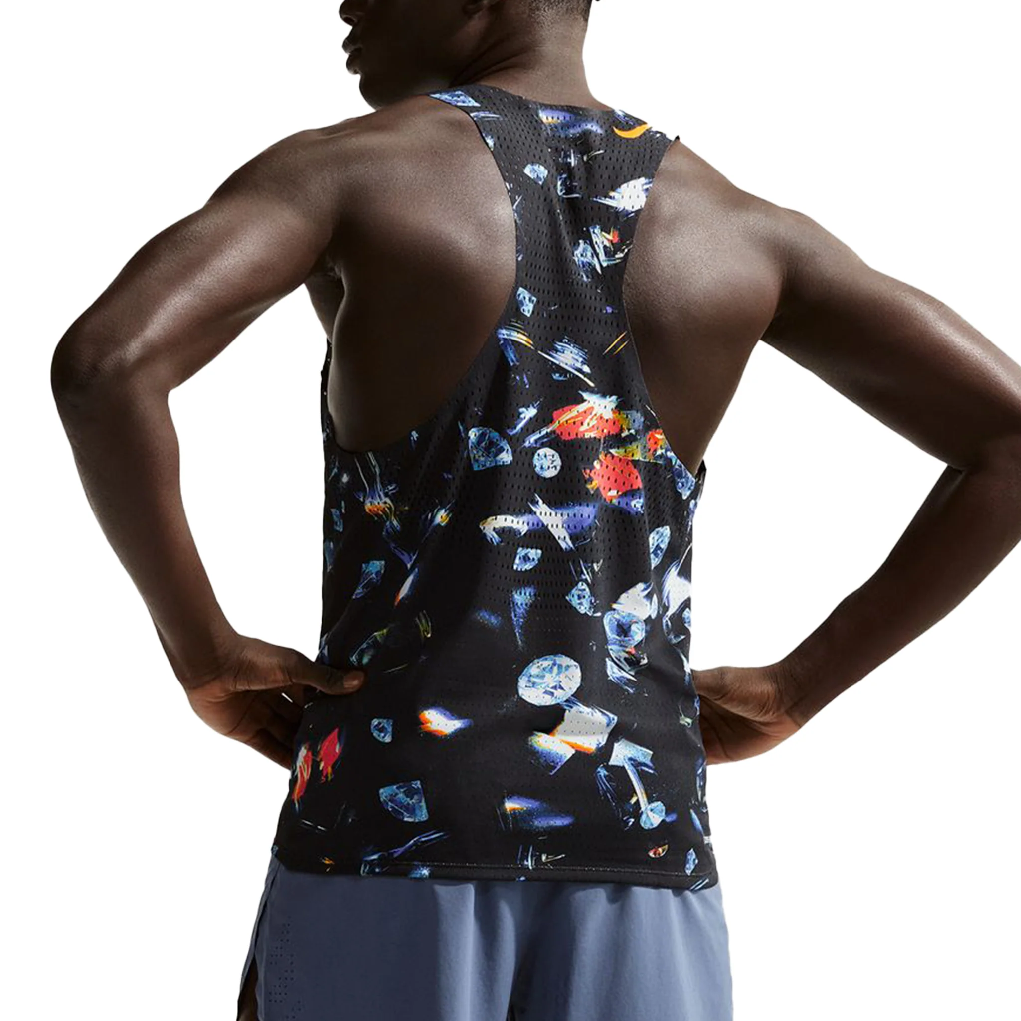 Nike Mens AeroSwift Dri-FIT ADV Running Singlet - Black/Laser Orange - HO25 - Image 2