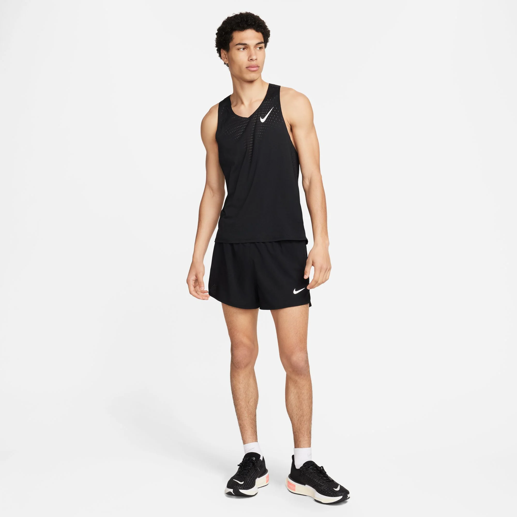 Nike Mens AeroSwift Dri-FIT ADV Running Singlet - Black/Summit White - HO25 - Image 3