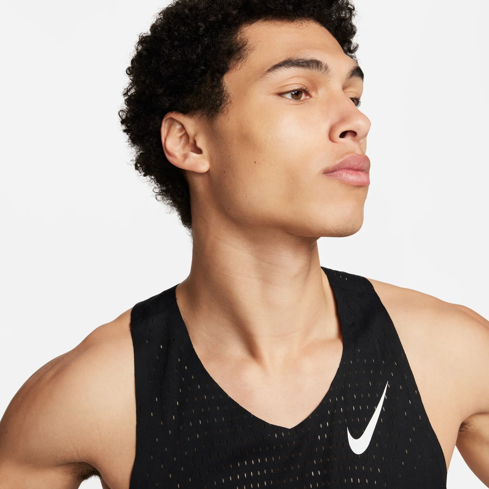 Nike Mens AeroSwift Dri-FIT ADV Running Singlet - Black/Summit White - HO25 - Image 4