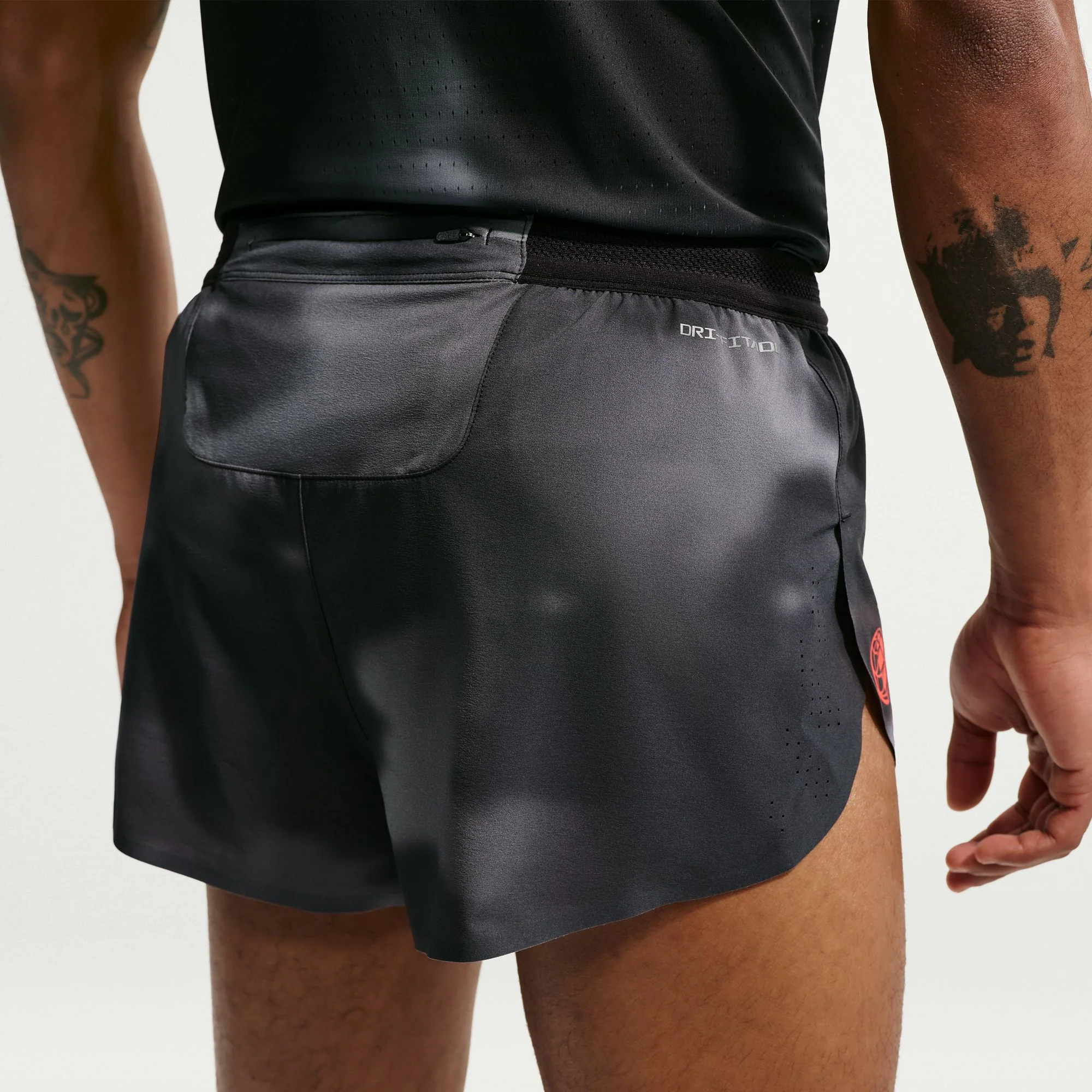 Nike Mens Dri-FIT 2" Brief-Lined AeroSwift Short - Black/Dark Smoke Grey/Bright Crimson - SP26 - Image 2