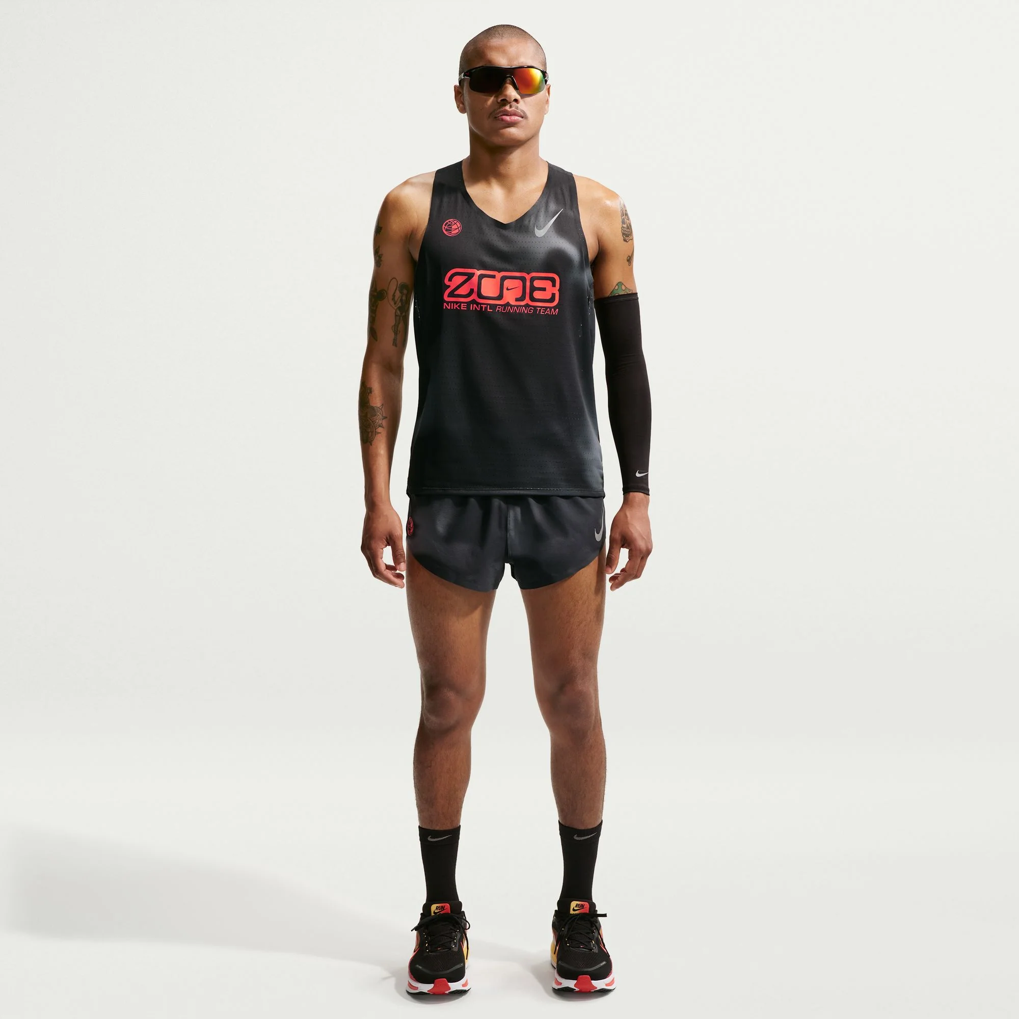 Nike Mens Dri-FIT 2" Brief-Lined AeroSwift Short - Black/Dark Smoke Grey/Bright Crimson - SP26 - Image 3
