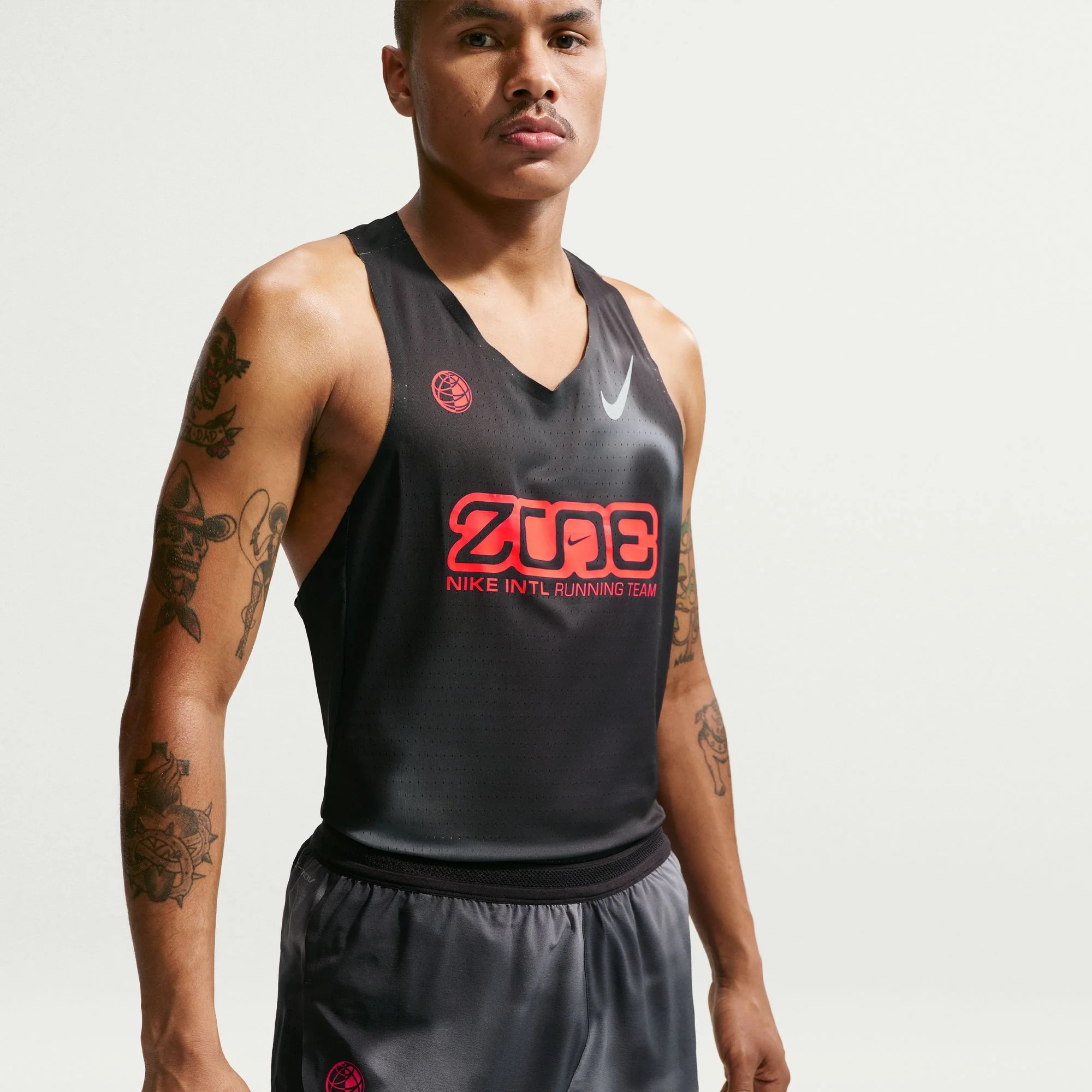 Nike Mens Dri-FIT 2" Brief-Lined AeroSwift Short - Black/Dark Smoke Grey/Bright Crimson - SP26 - Image 6