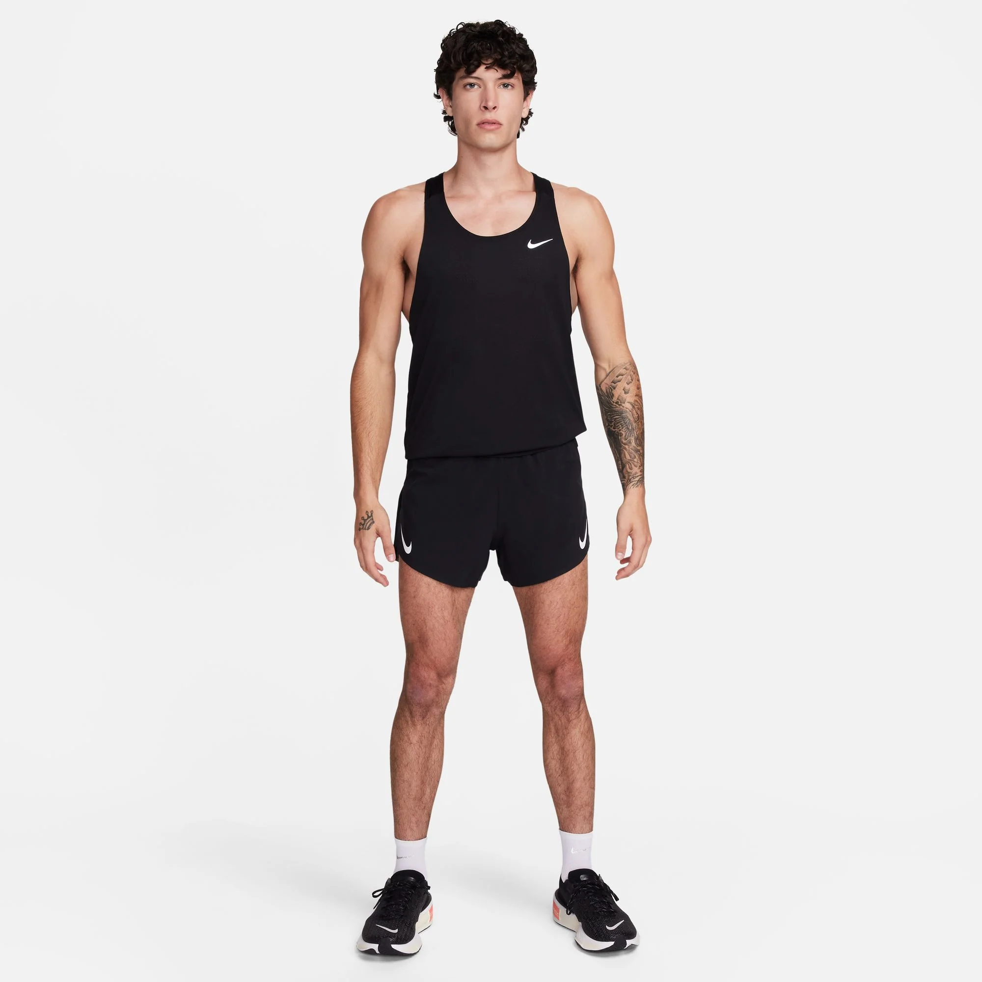 Nike Mens Dri-FIT ADV 4" Brief-Lined Aeroswift Short - Black/Summit White - Image 9