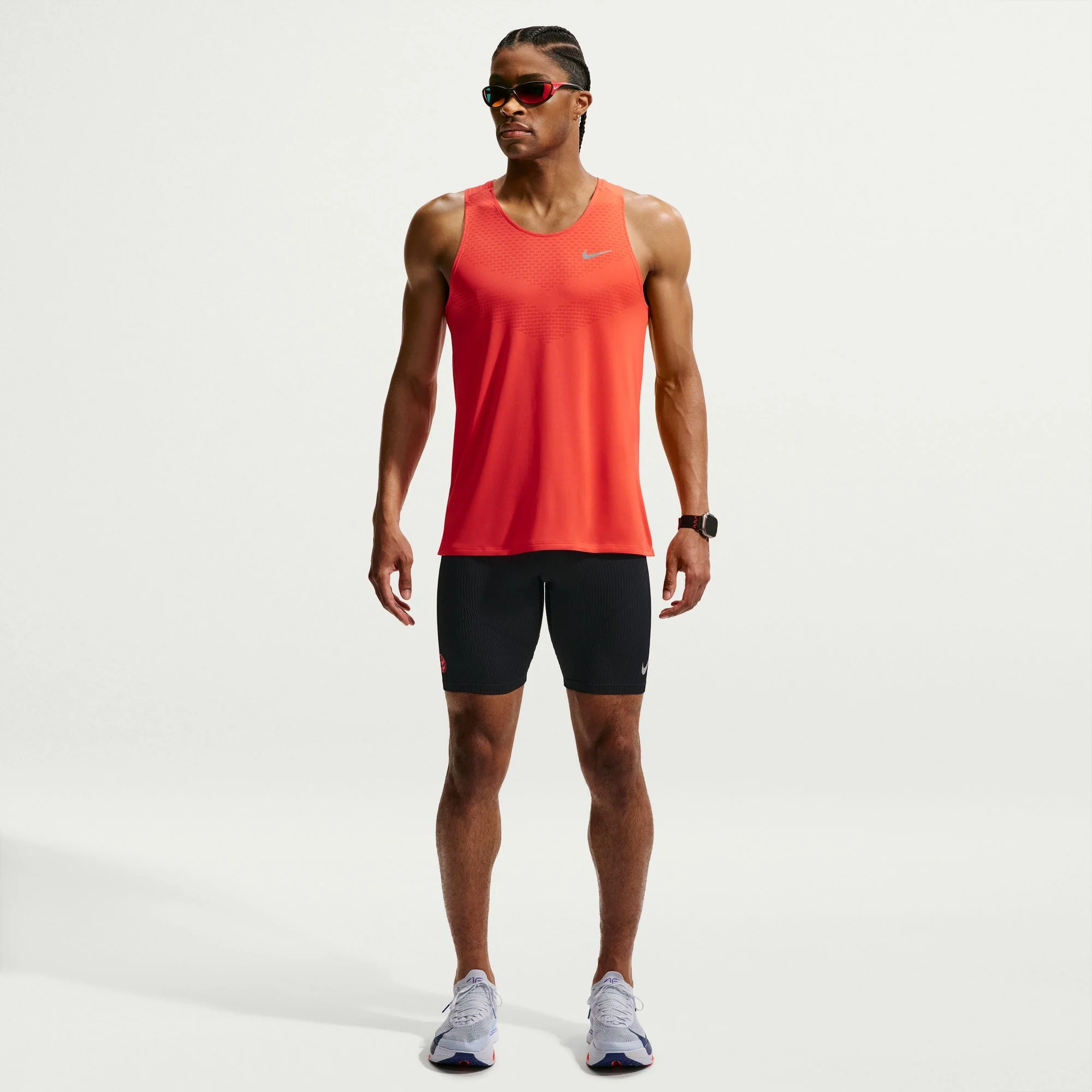 Nike Mens Dri-FIT ADV 1/2 Length AeroSwift Tights - Black/Dark Smoke Grey/Bright Crimson - SP26 - Image 4